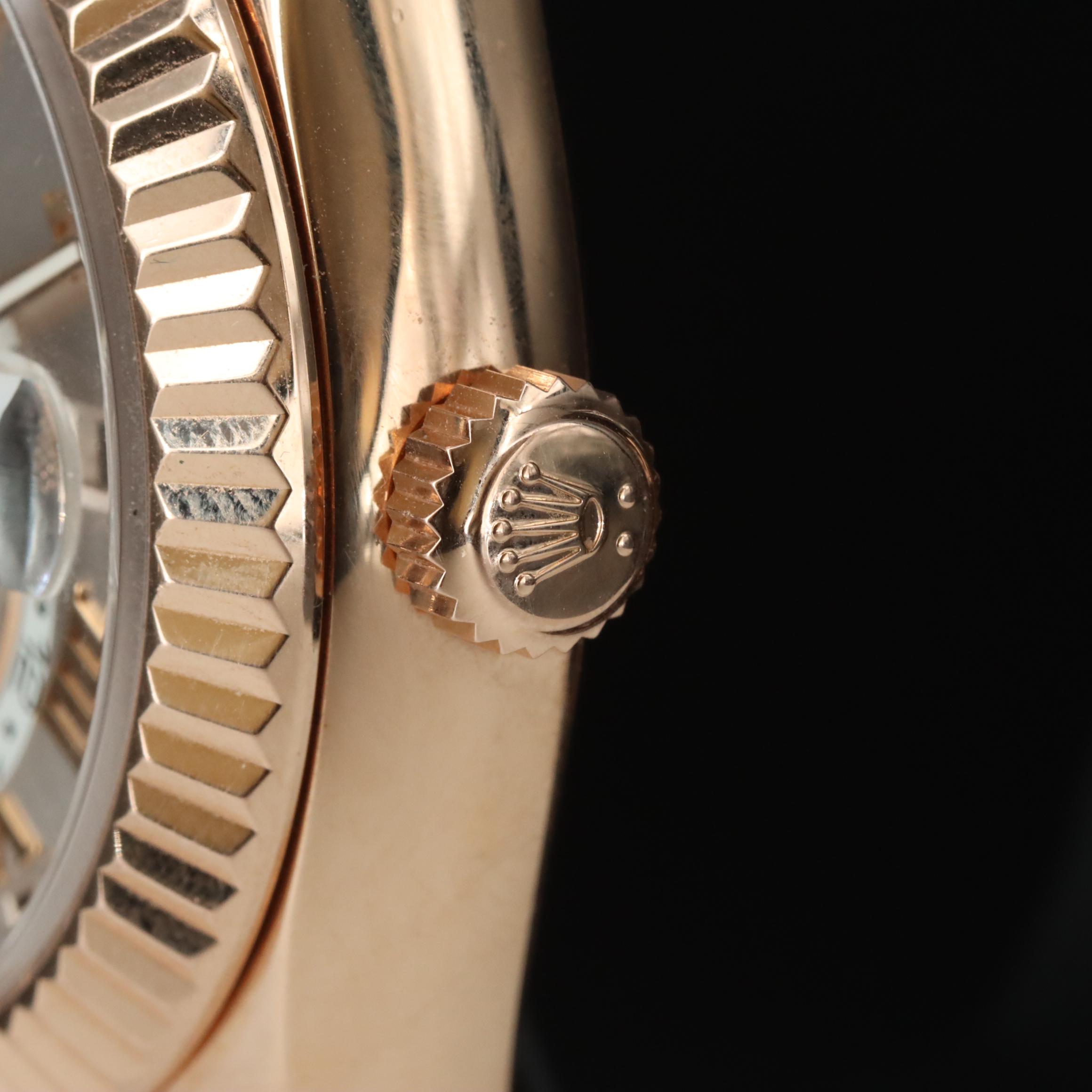 18K Everose Gold Rolex Sky-Dweller Sunburst Roman Dial Watch