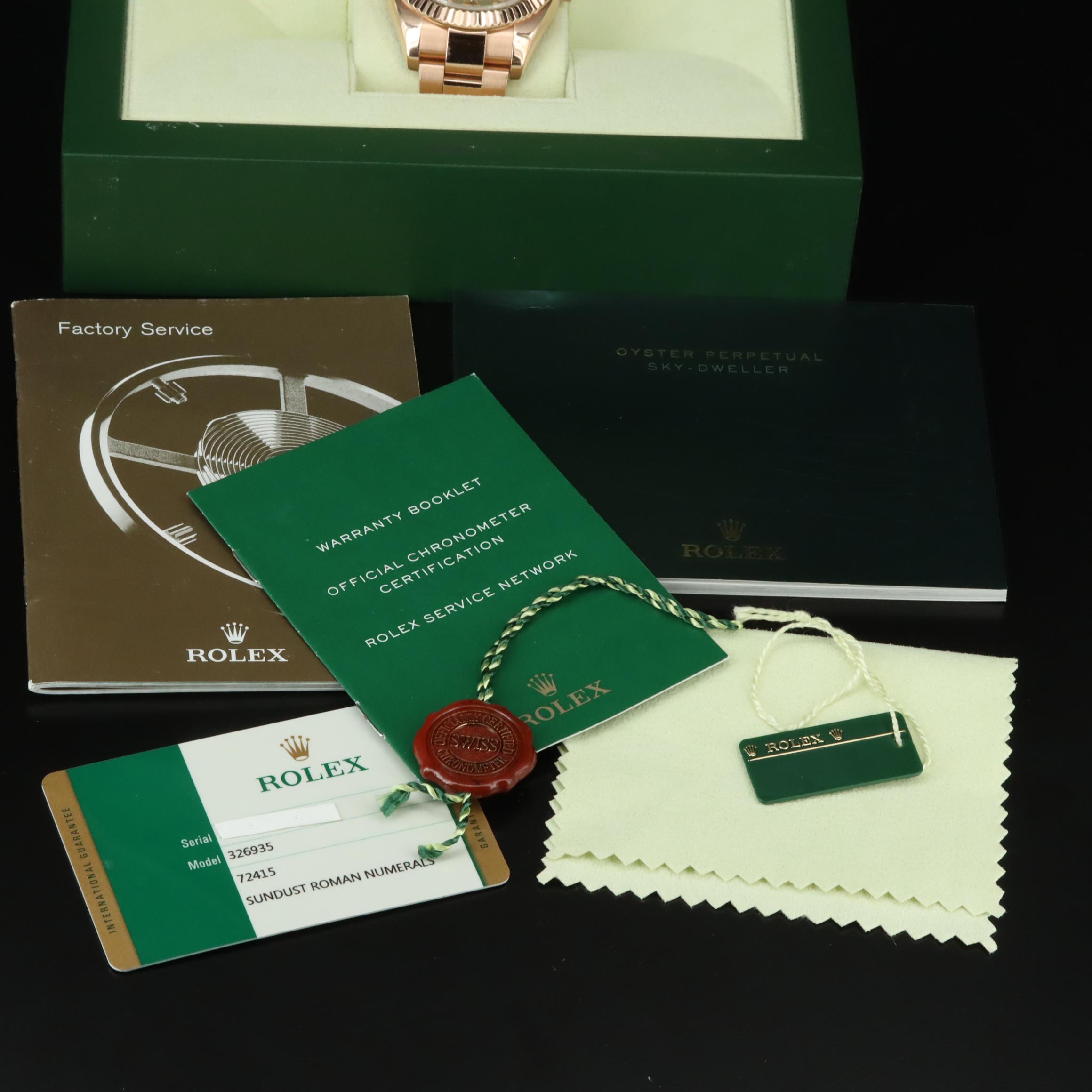 18K Everose Gold Rolex Sky-Dweller Sunburst Roman Dial Watch