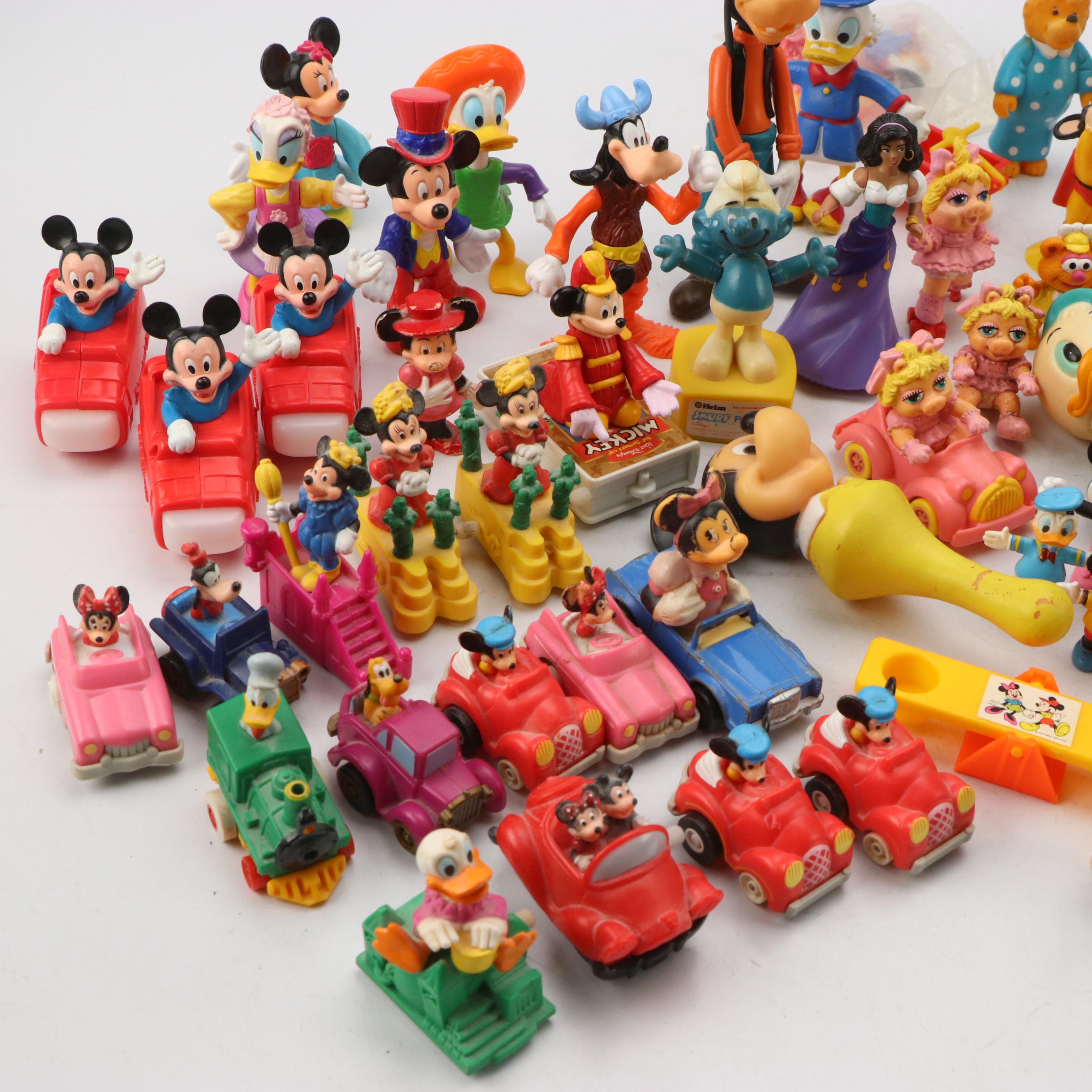 Disney Character Toy Figures and Cars with PEZ Dispenser, Late 20th Century