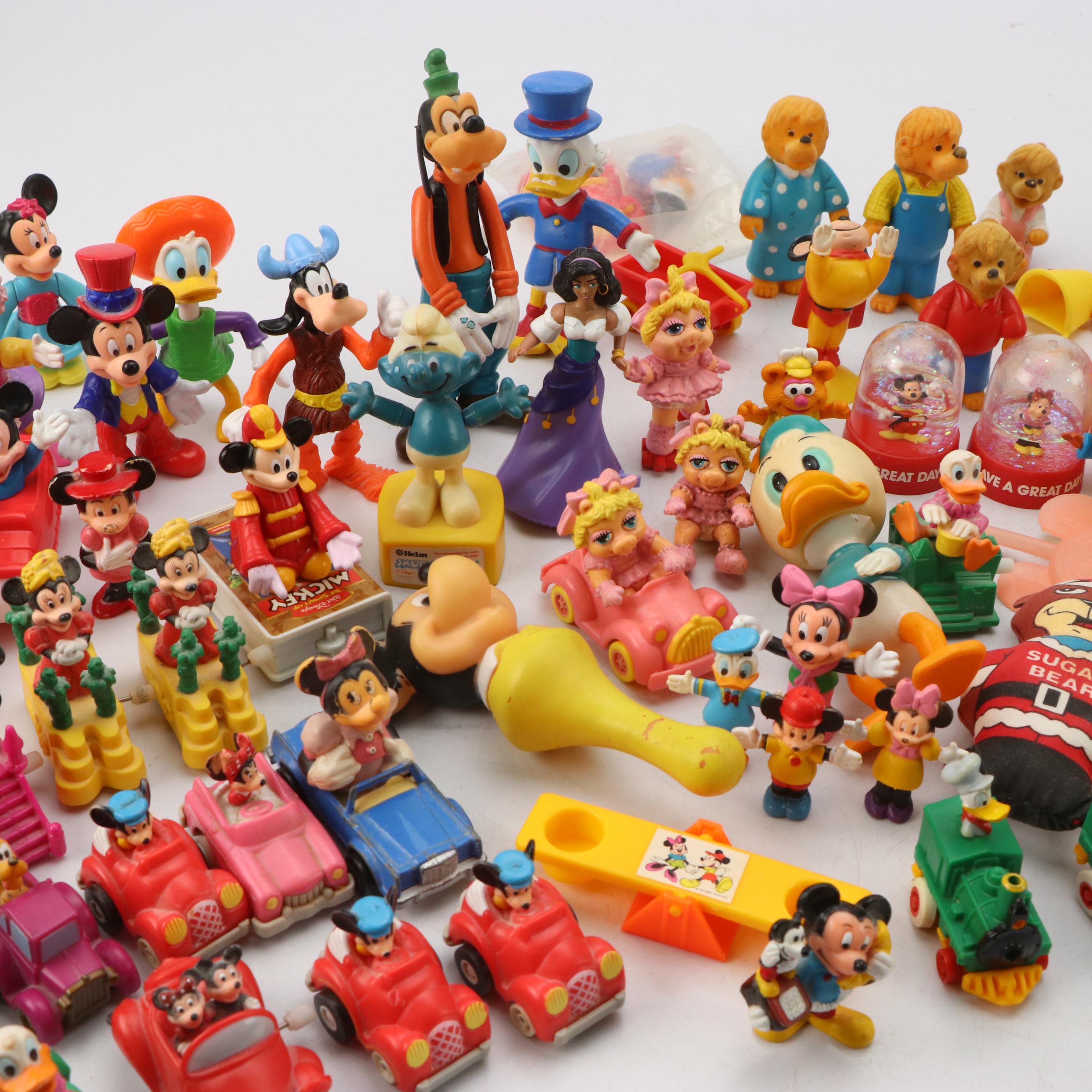 Disney Character Toy Figures and Cars with PEZ Dispenser, Late 20th Century