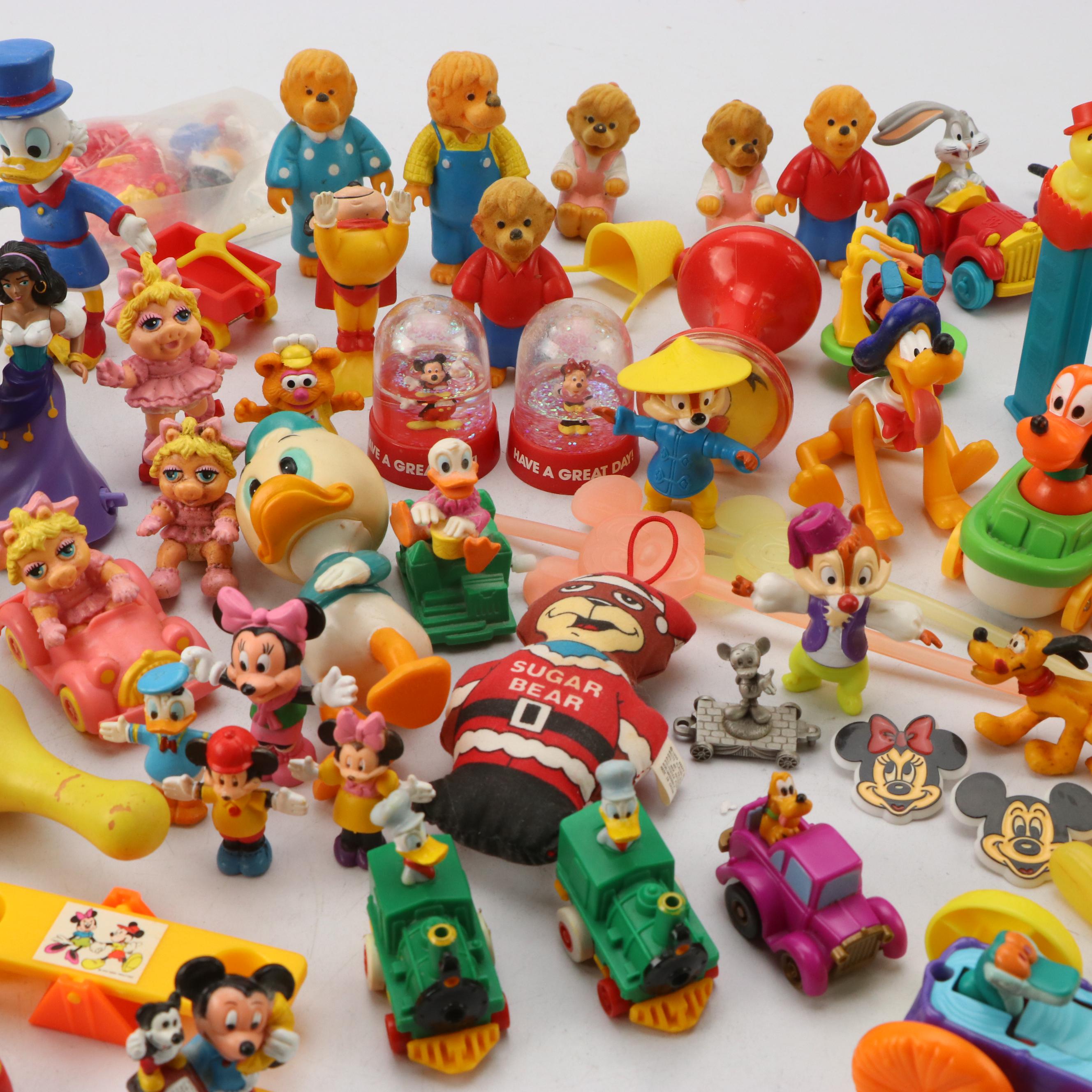 Disney Character Toy Figures and Cars with PEZ Dispenser, Late 20th Century