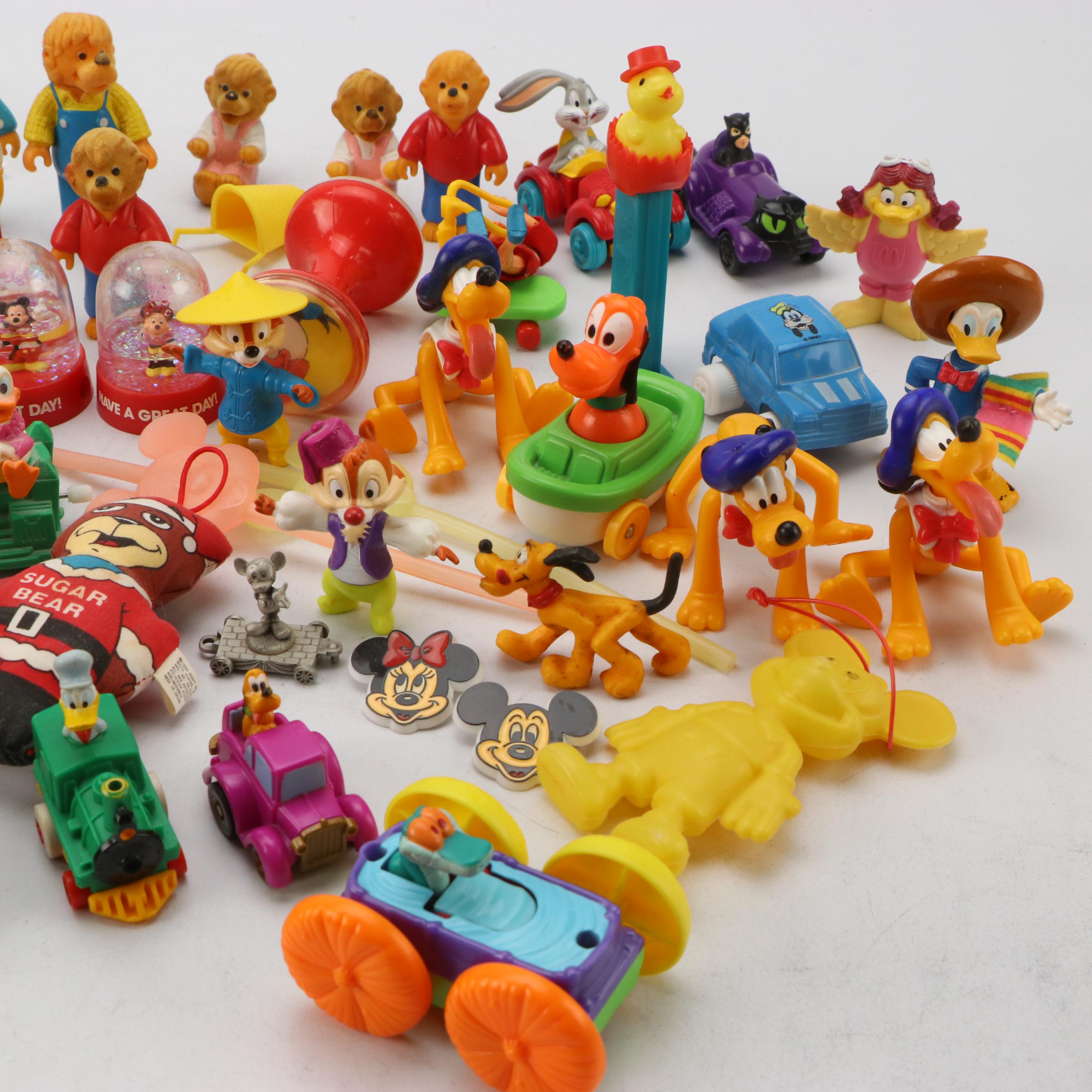 Disney Character Toy Figures and Cars with PEZ Dispenser, Late 20th Century