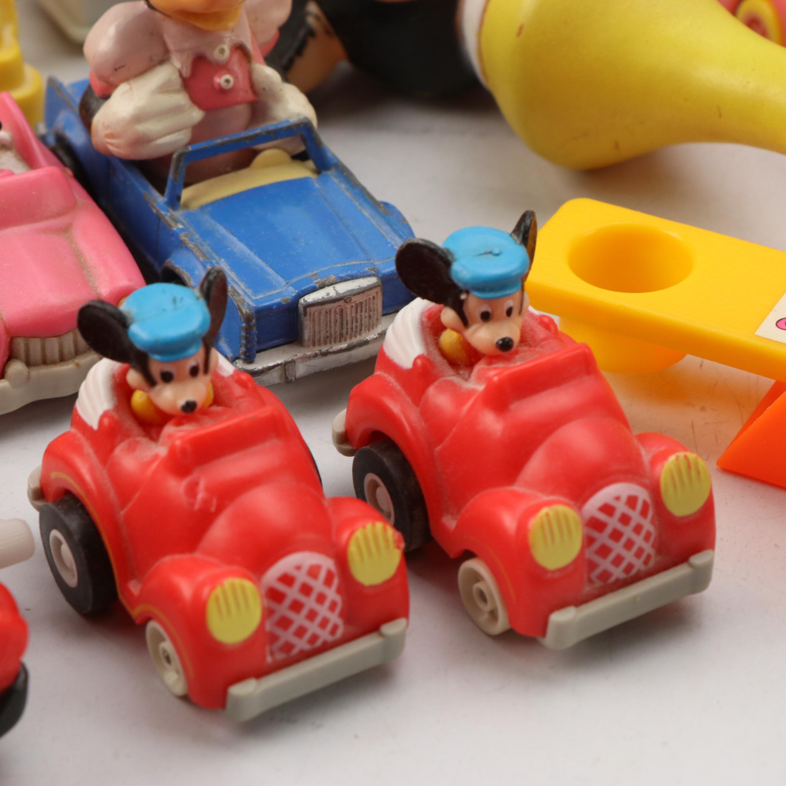 Disney Character Toy Figures and Cars with PEZ Dispenser, Late 20th Century