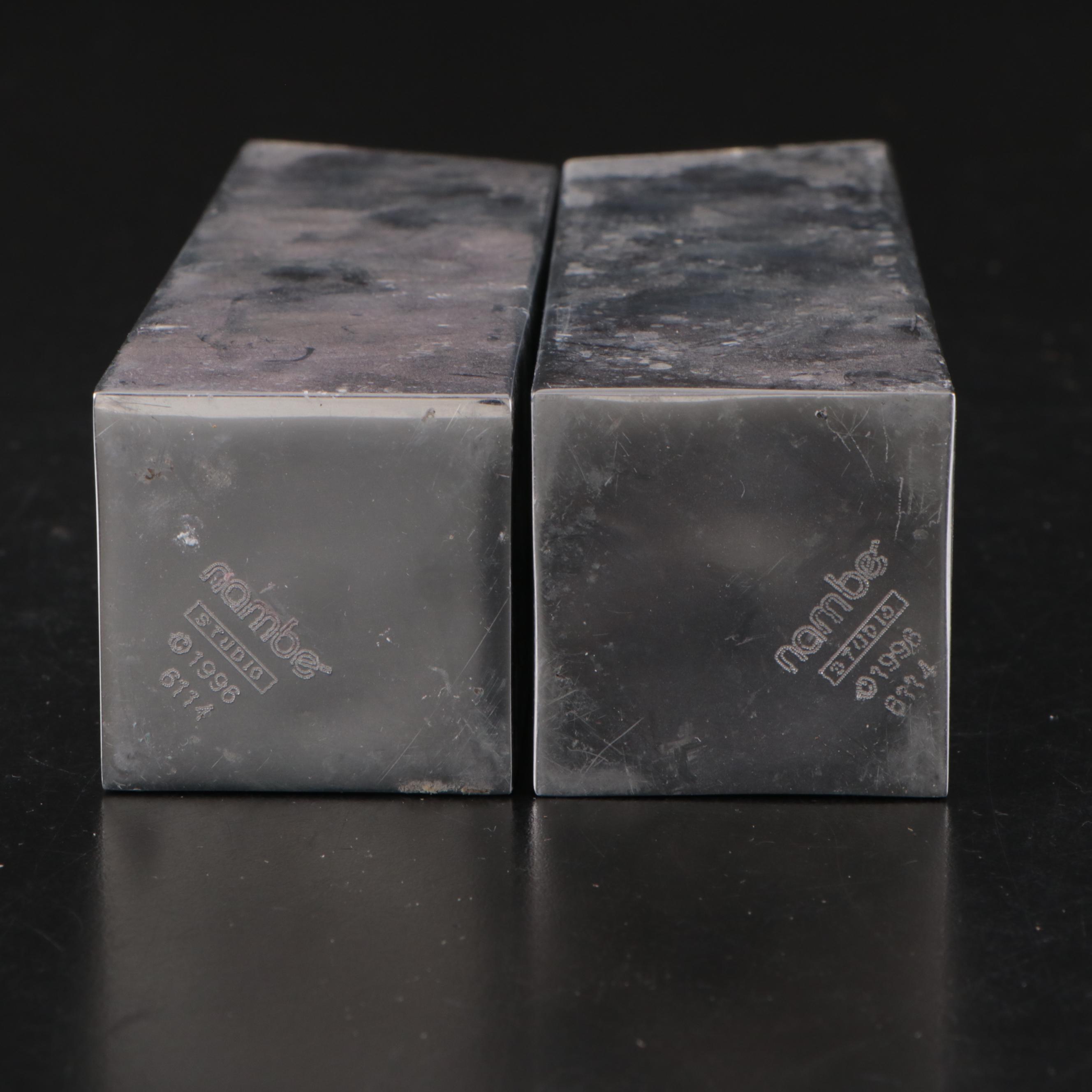 Nambé Aluminum Alloy Candlesticks and Trays, Late 20th Century