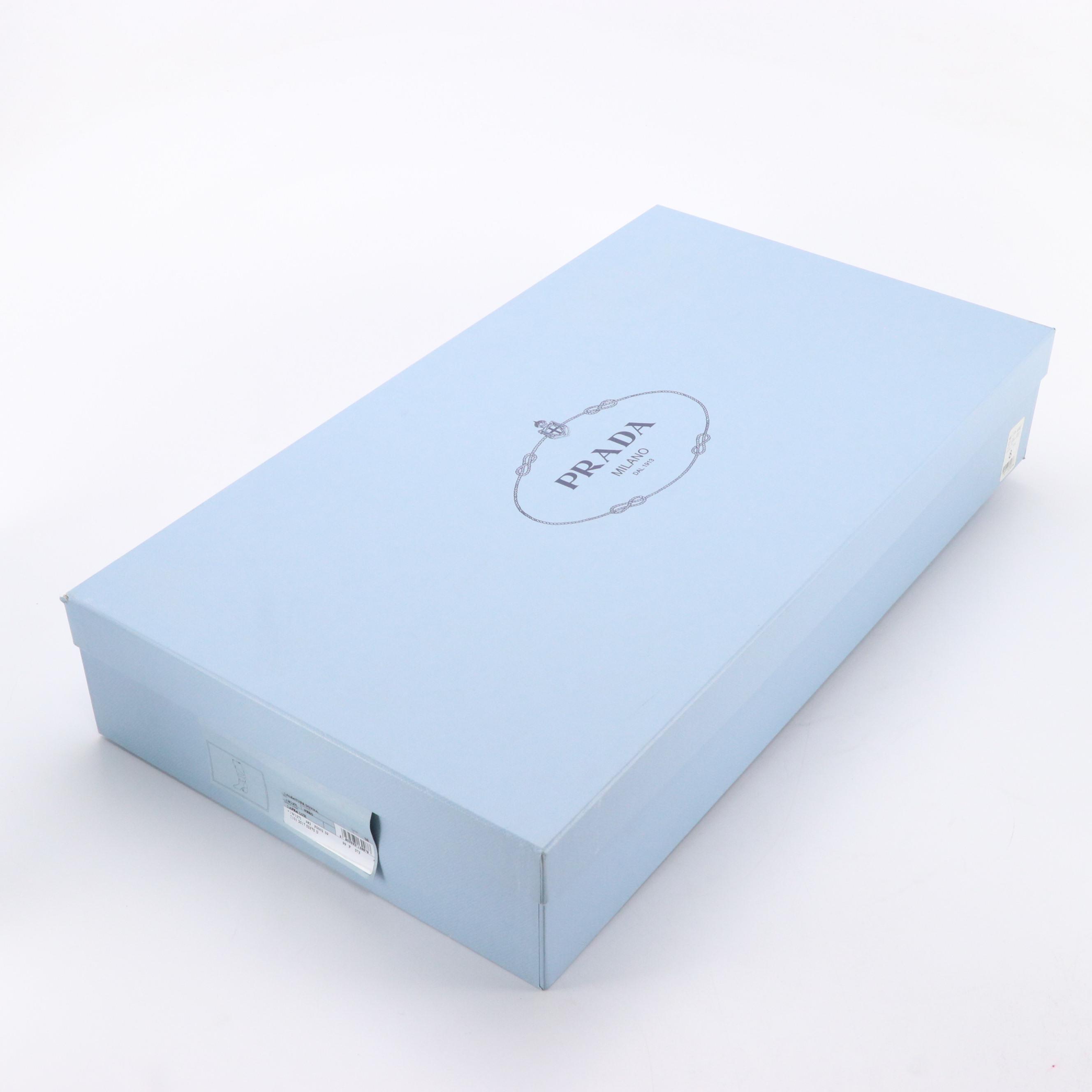 Prada Metallic Leather Knee-High Heeled Boots in Box