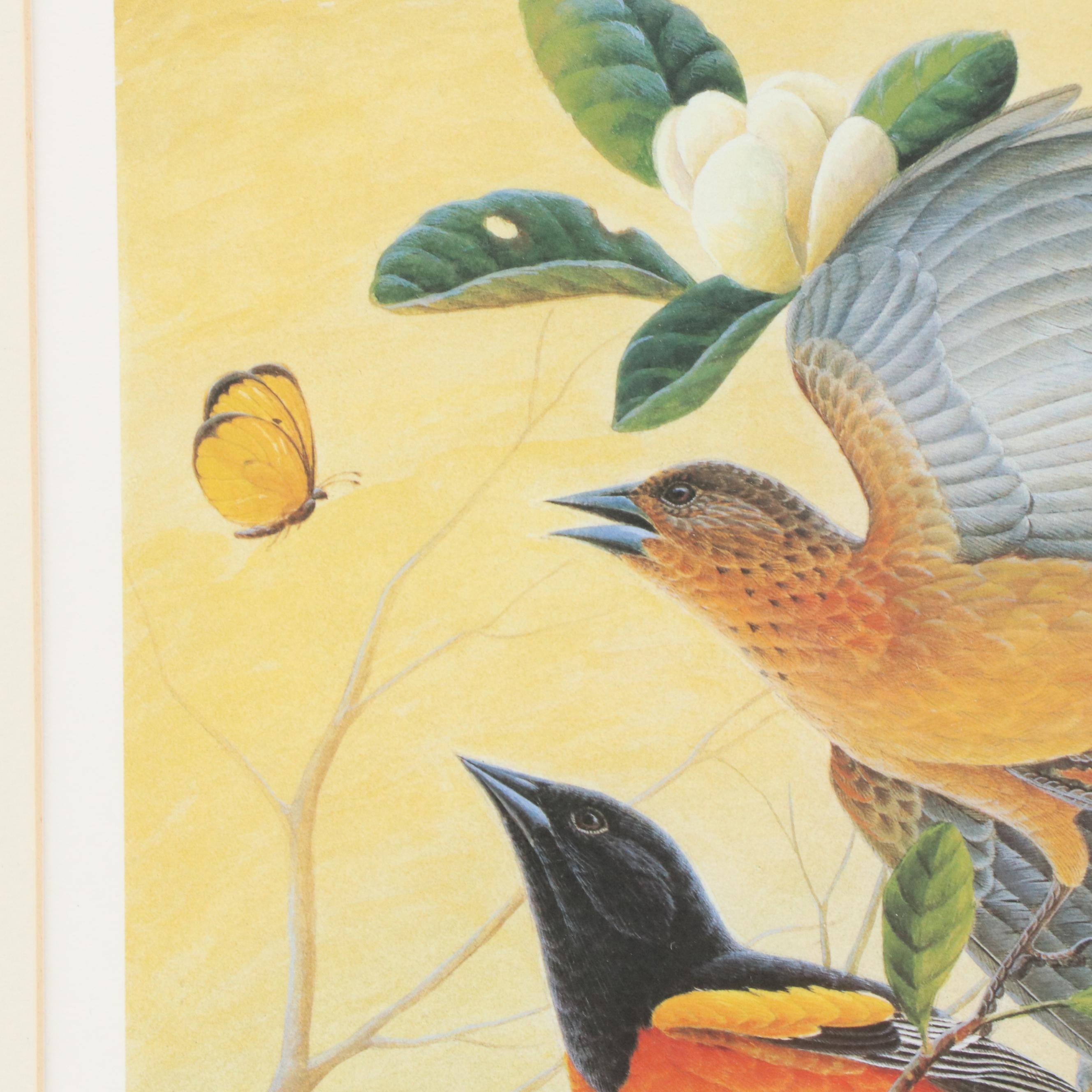 John A Ruthven Offset Lithograph "Northern Orioles," Circa 1992