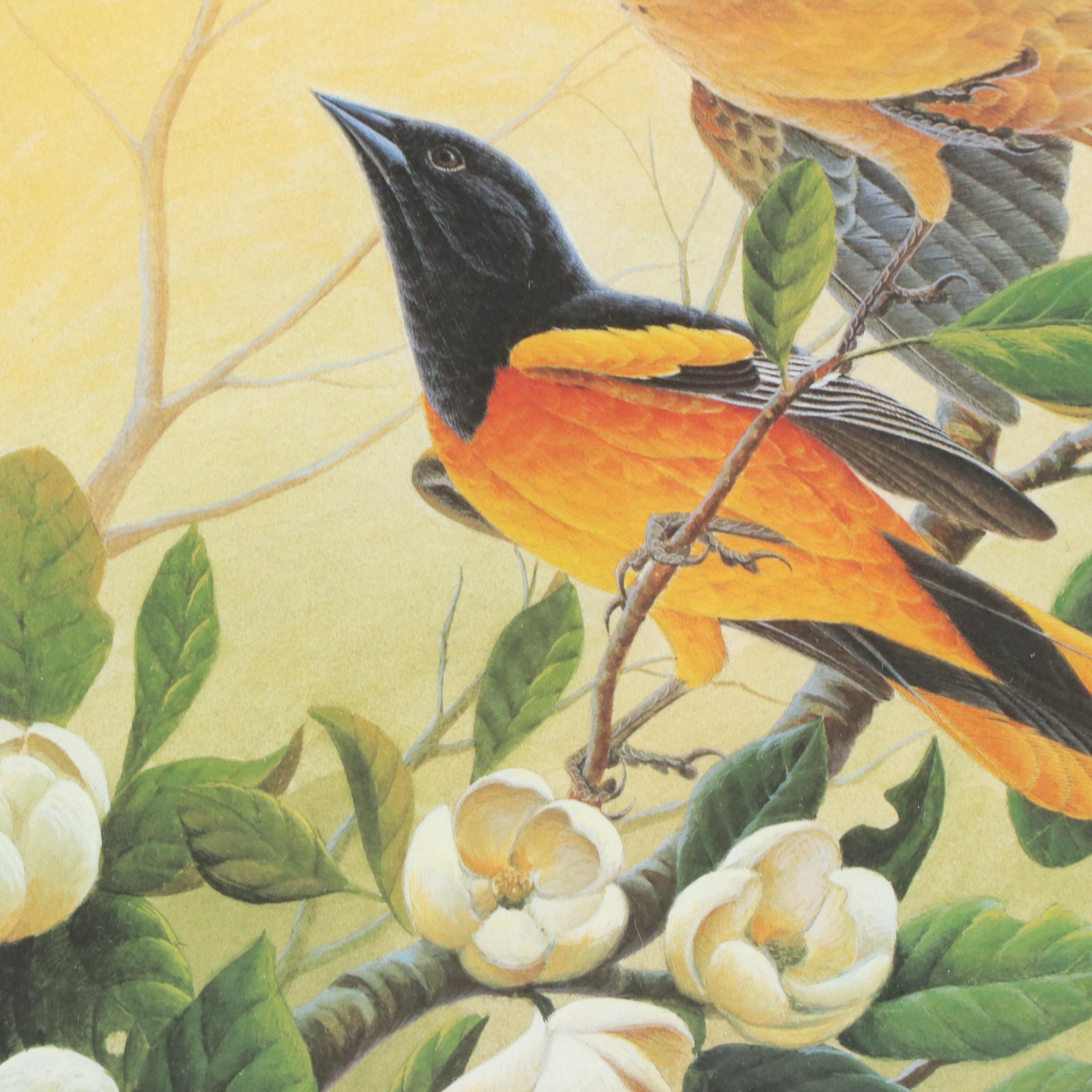 John A Ruthven Offset Lithograph "Northern Orioles," Circa 1992
