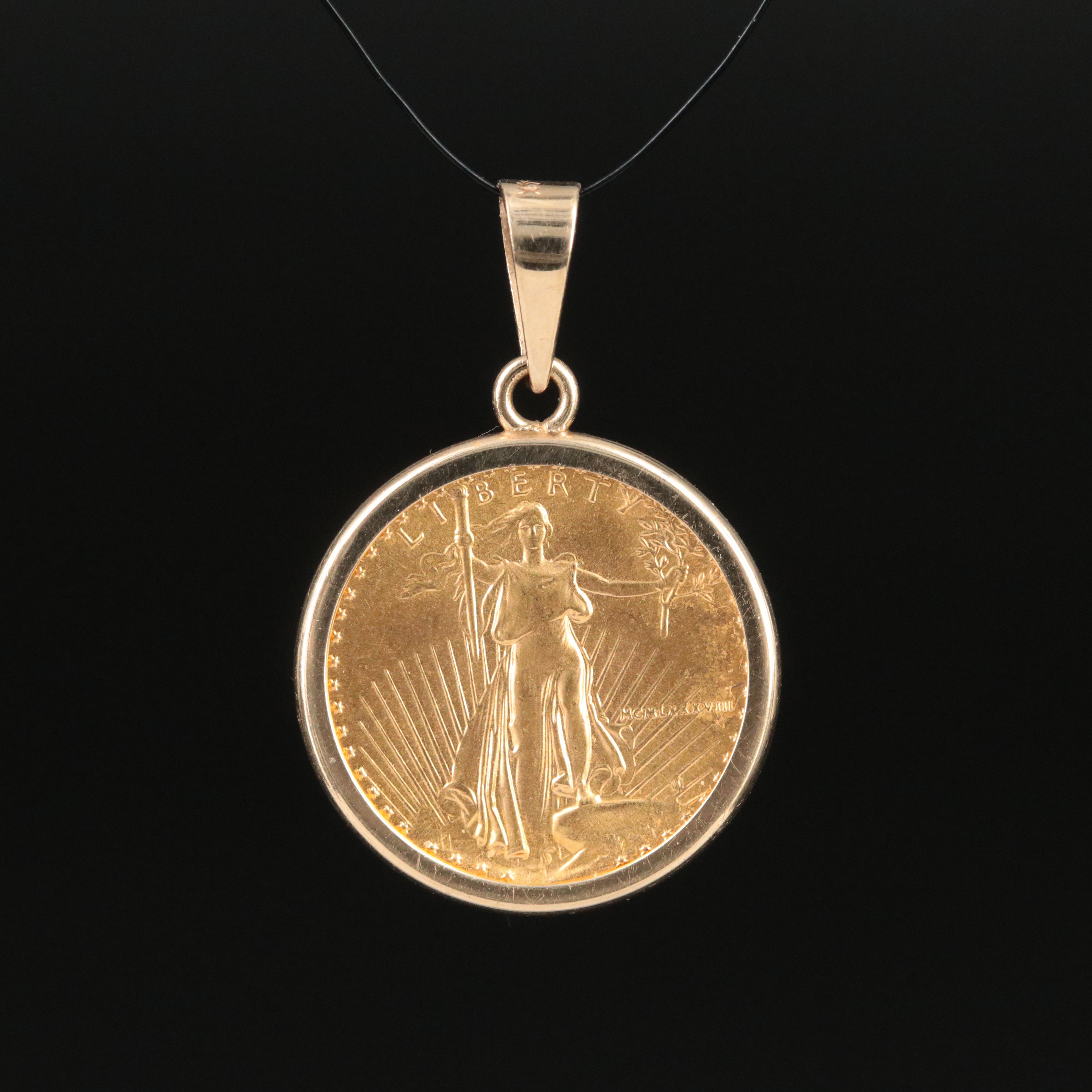 14K Pendant with 1988 1/10th Oz. $5 Gold Eagle Bullion Coin