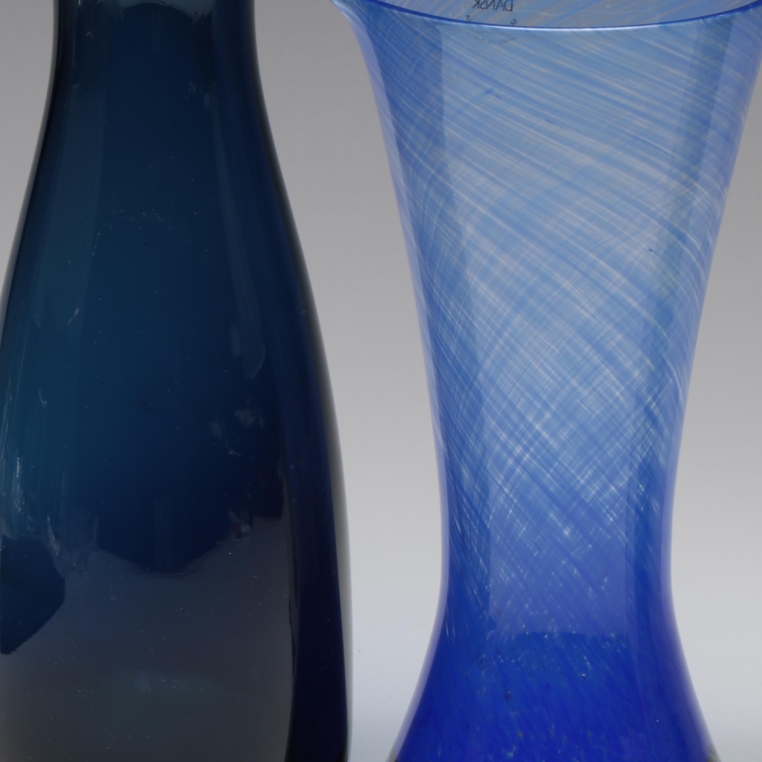 Dansk Blue Glass Cocktail Stirrer with Other Pitcher and Carafe