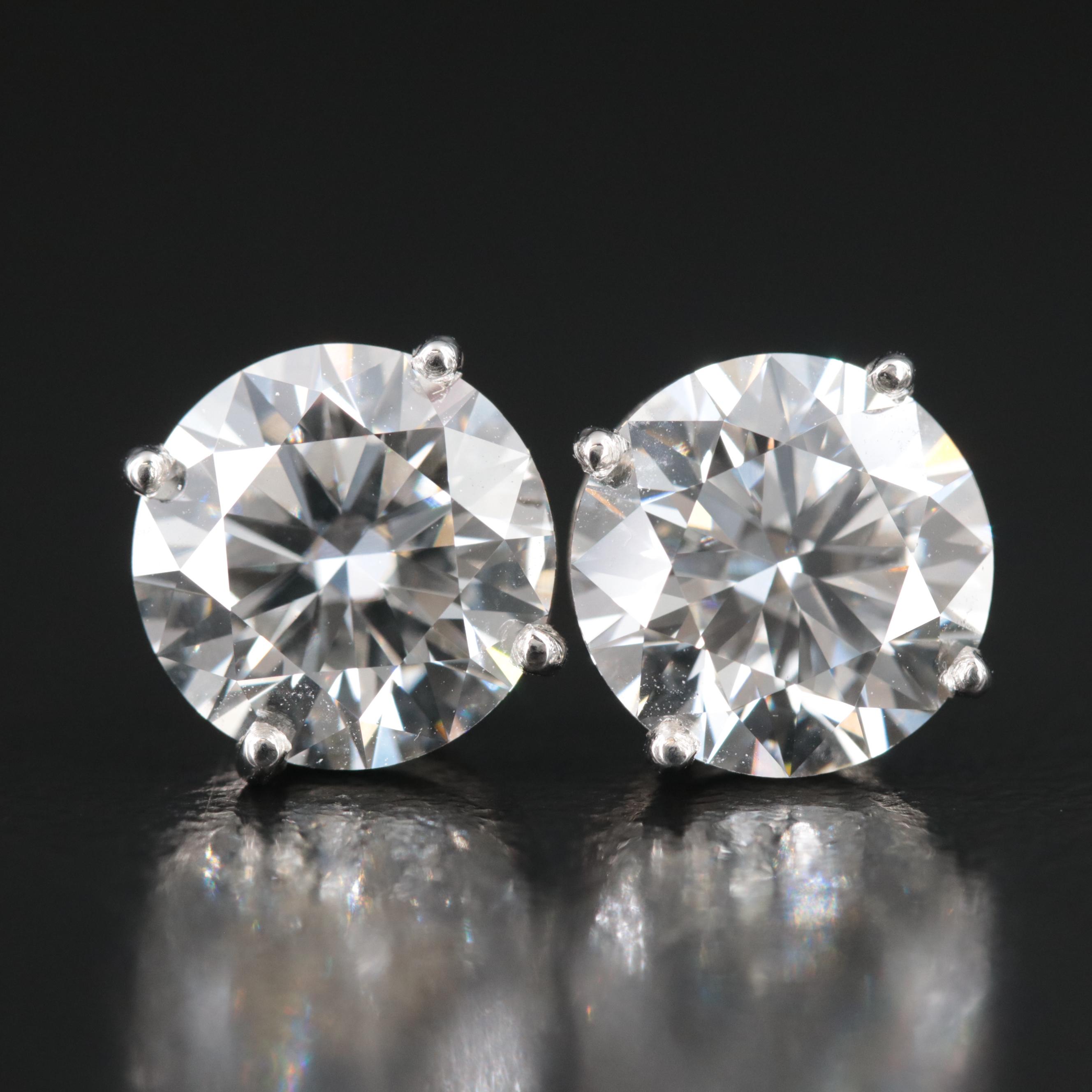 Platinum 5.37 CTW Lab Grown Diamond Stud Earrings with IGI Reports