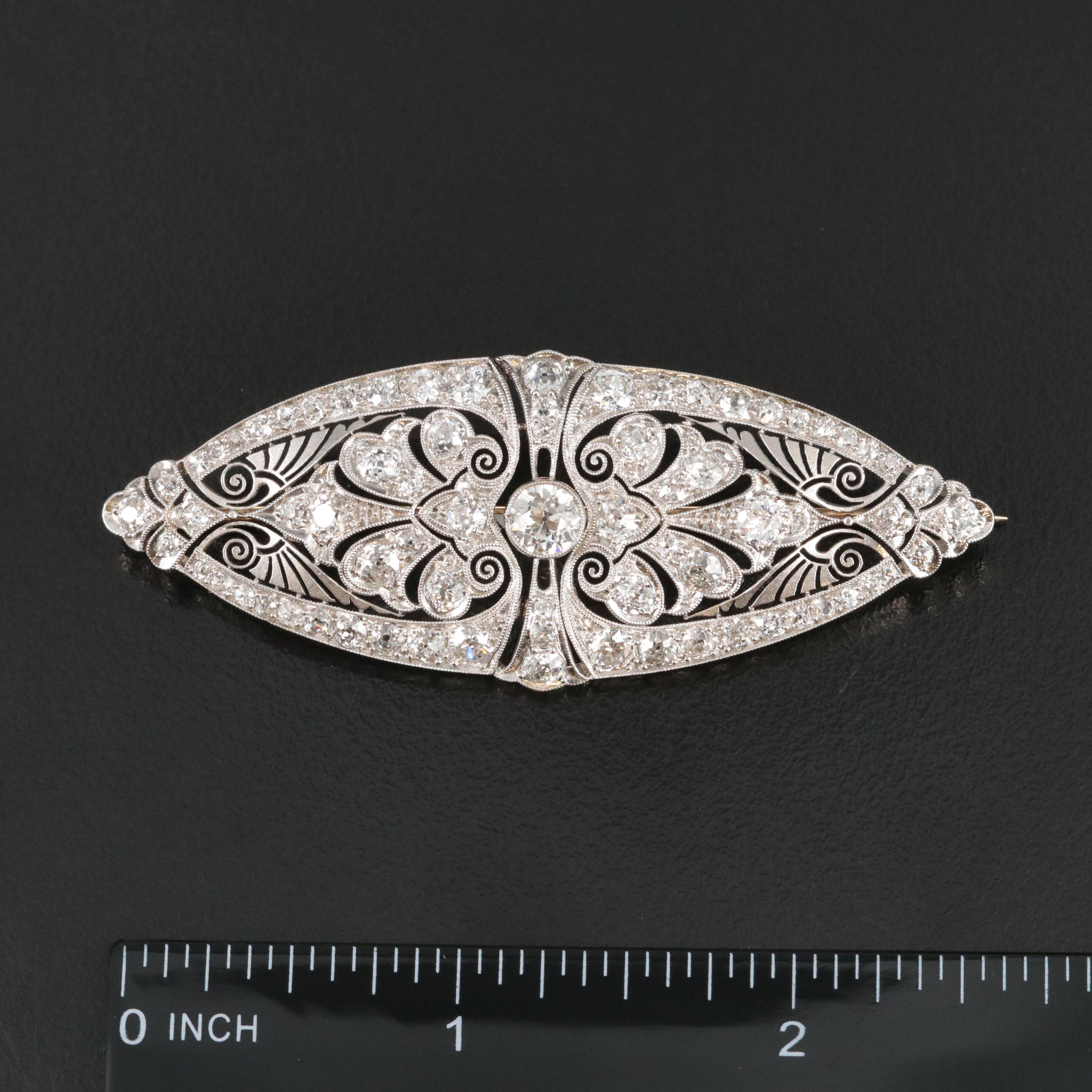 Edwardian Platinum 4.78 CTW Diamond Brooch
