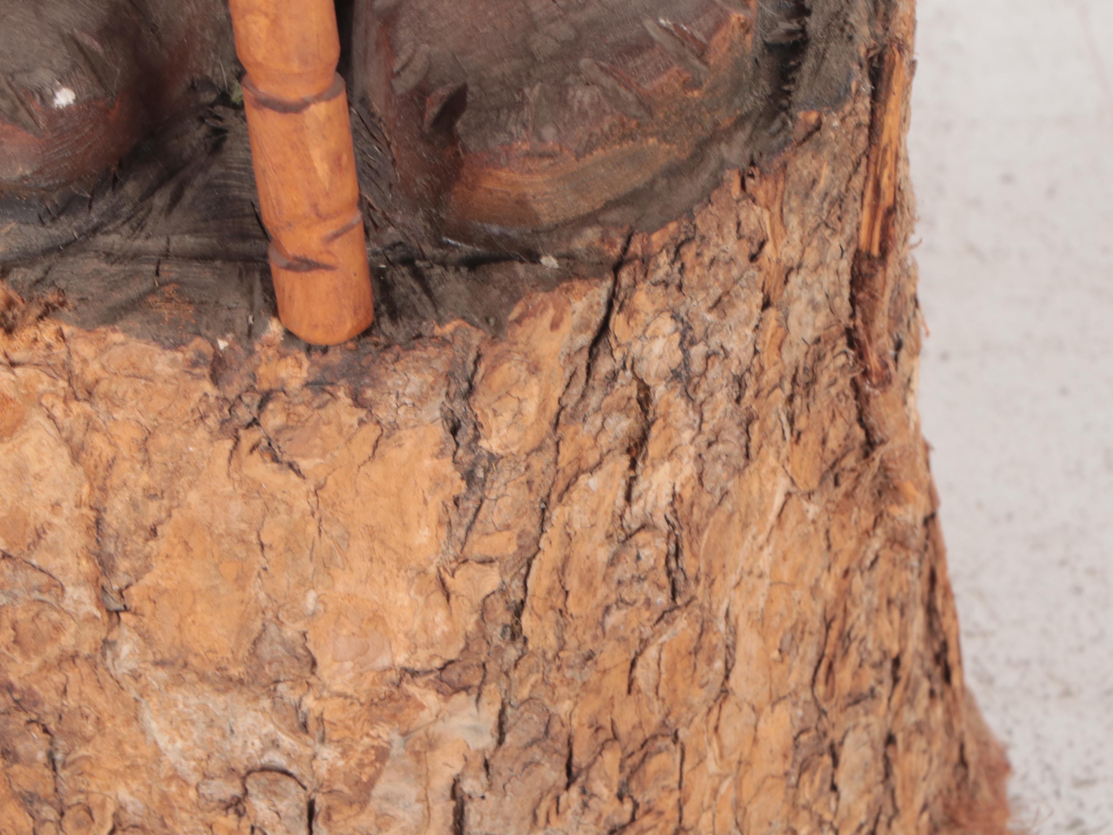 Large Cigar Store Style Wooden Chainsaw Sculpture of Indigenous Chief Figure