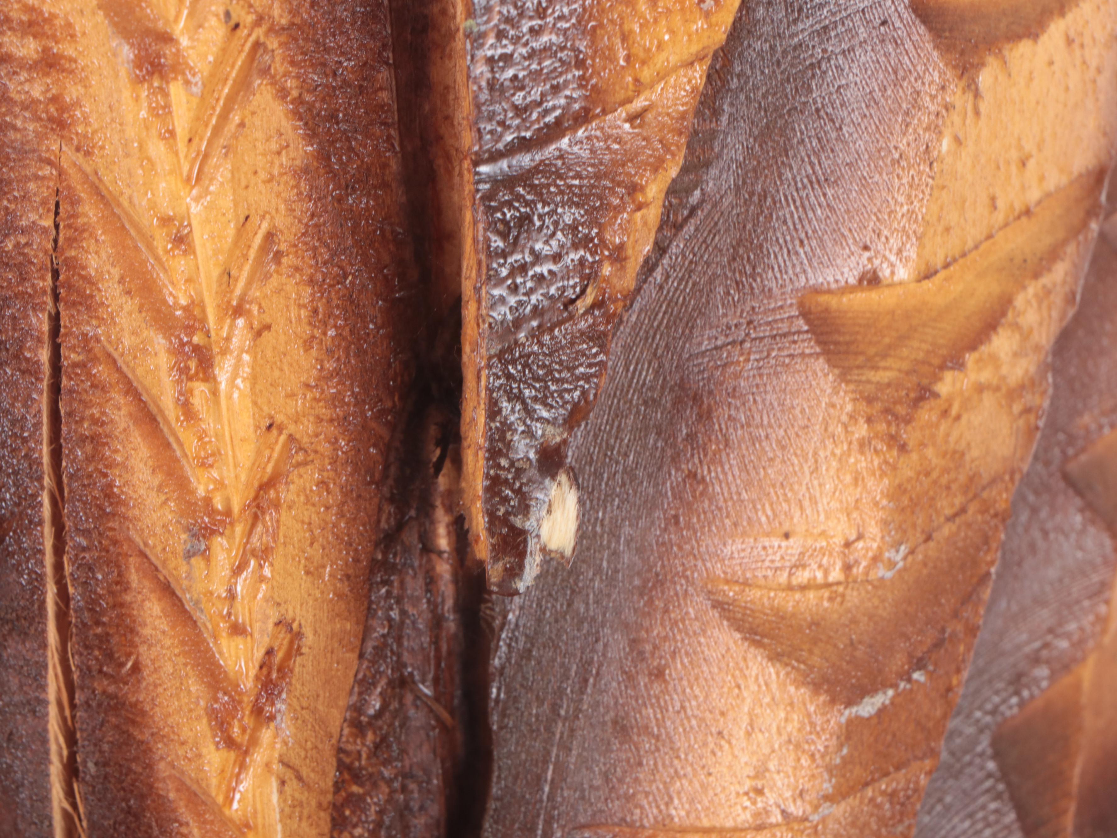 Large Cigar Store Style Wooden Chainsaw Sculpture of Indigenous Chief Figure