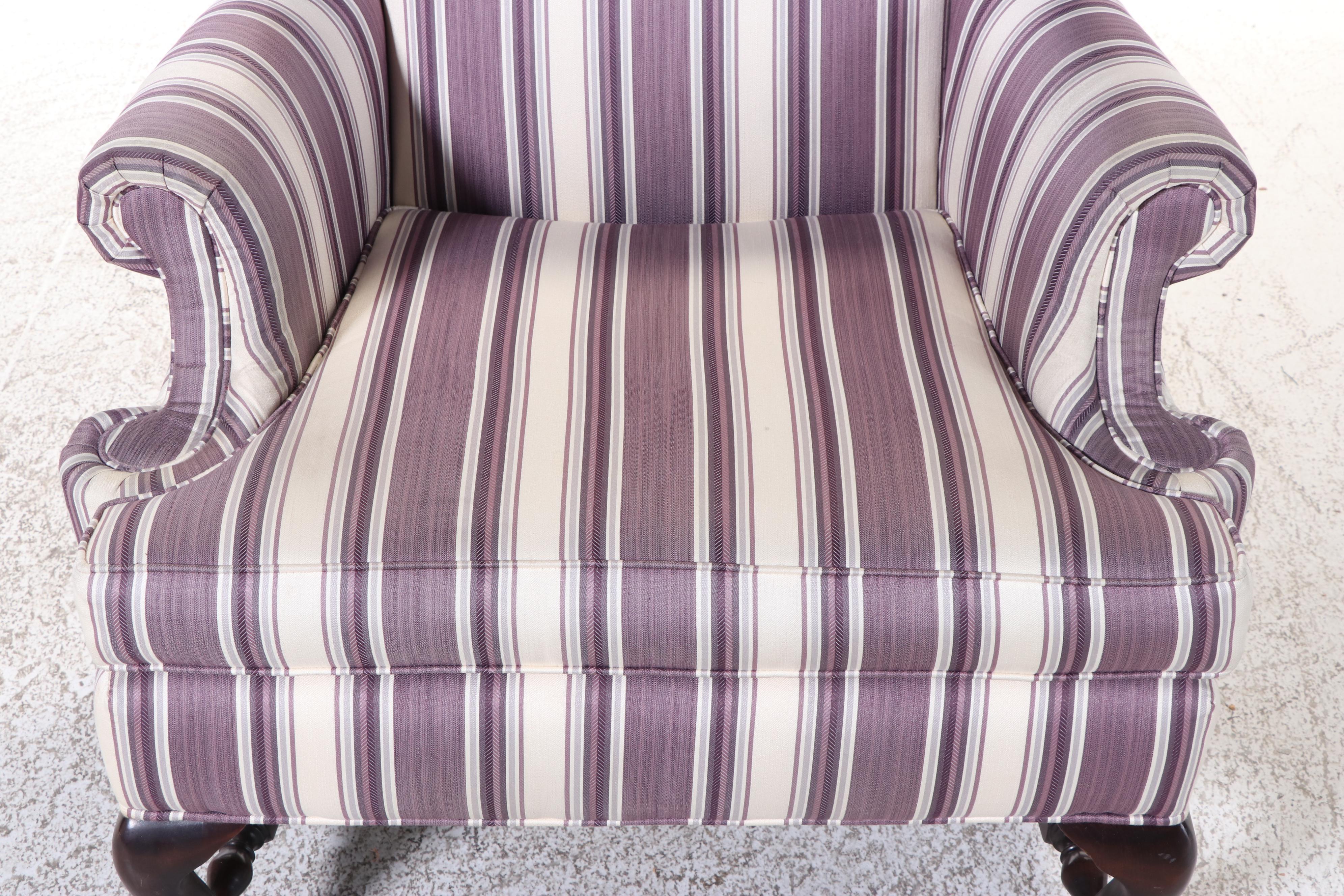 Ethan Allen Queen Anne Style Custom-Upholstered Wingback Armchair