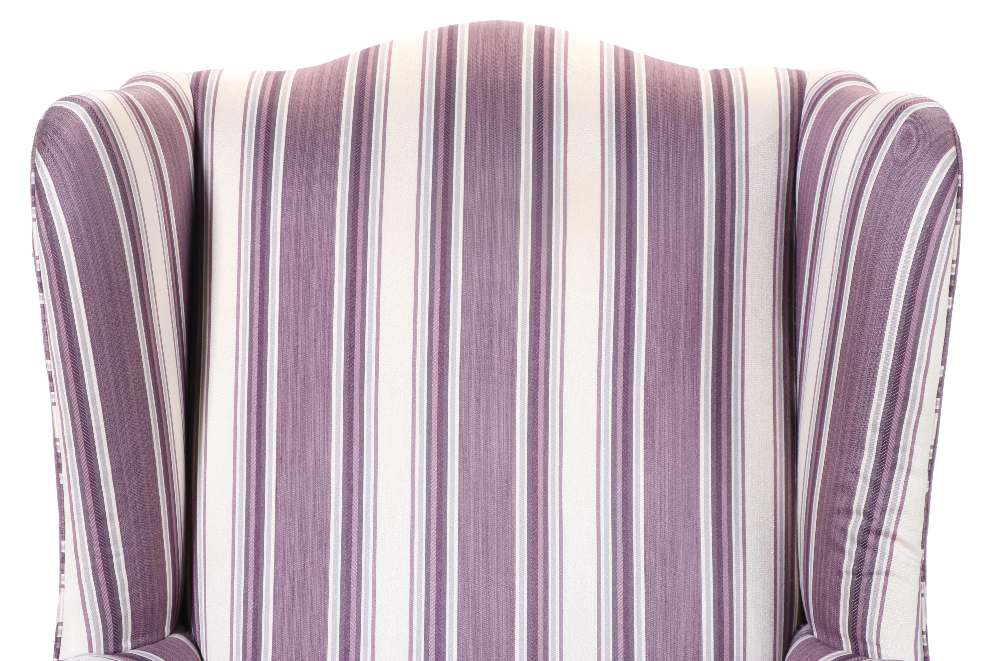 Ethan Allen Queen Anne Style Custom-Upholstered Wingback Armchair