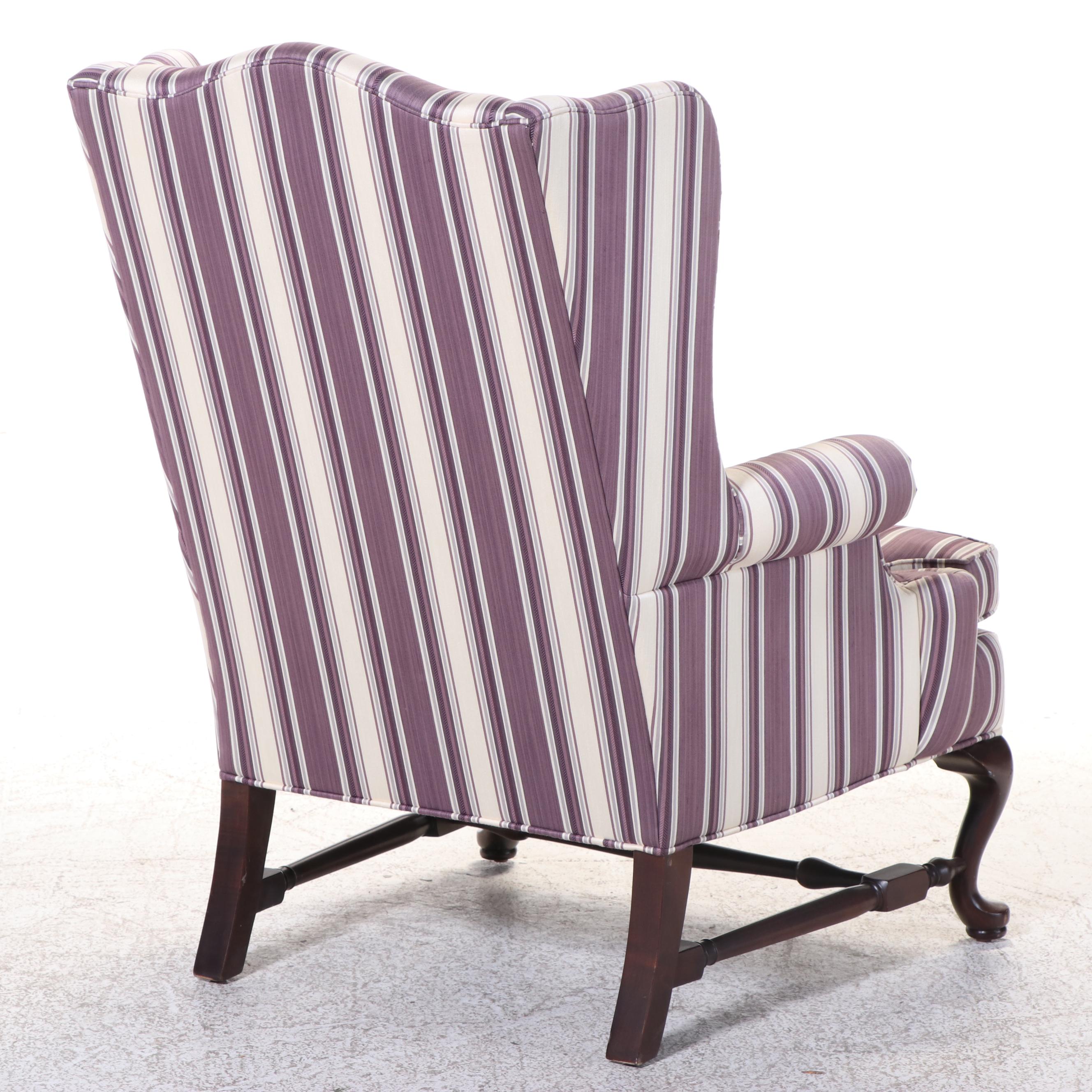 Ethan Allen Queen Anne Style Custom-Upholstered Wingback Armchair