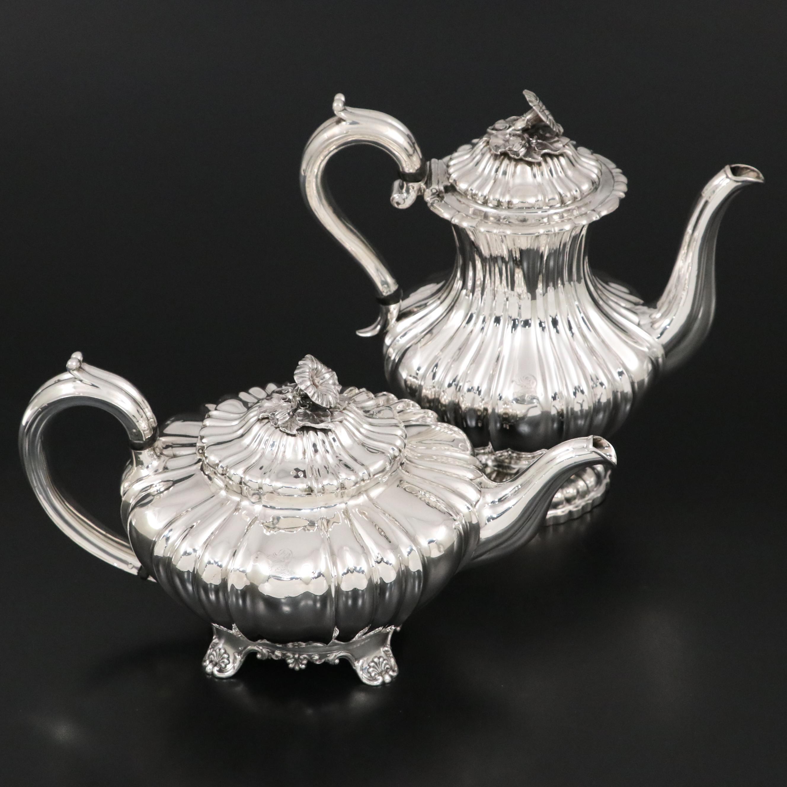 J Wrangham & William Moulson Sterling Silver Teapot and Coffee Pot, 1831