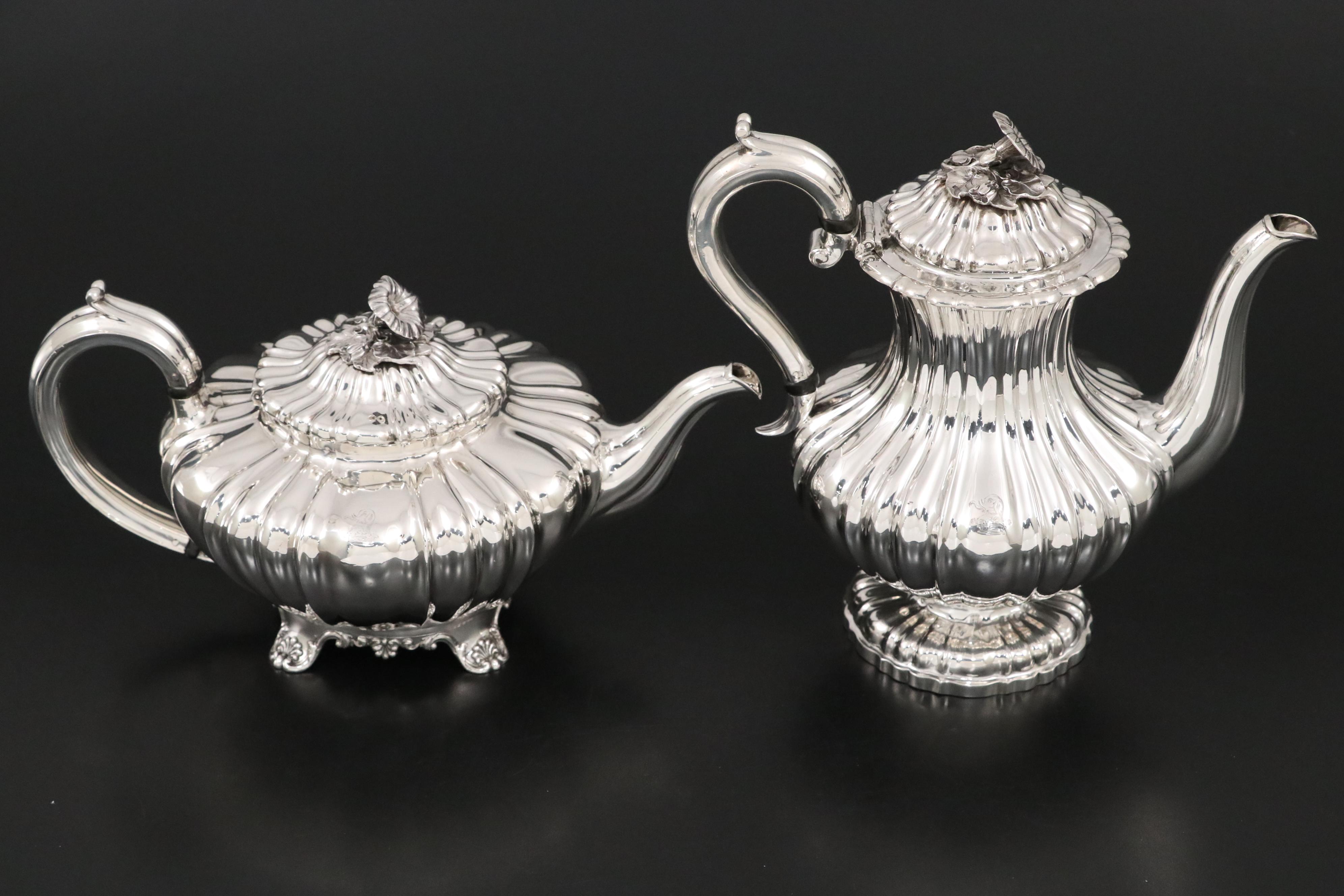 J Wrangham & William Moulson Sterling Silver Teapot and Coffee Pot, 1831