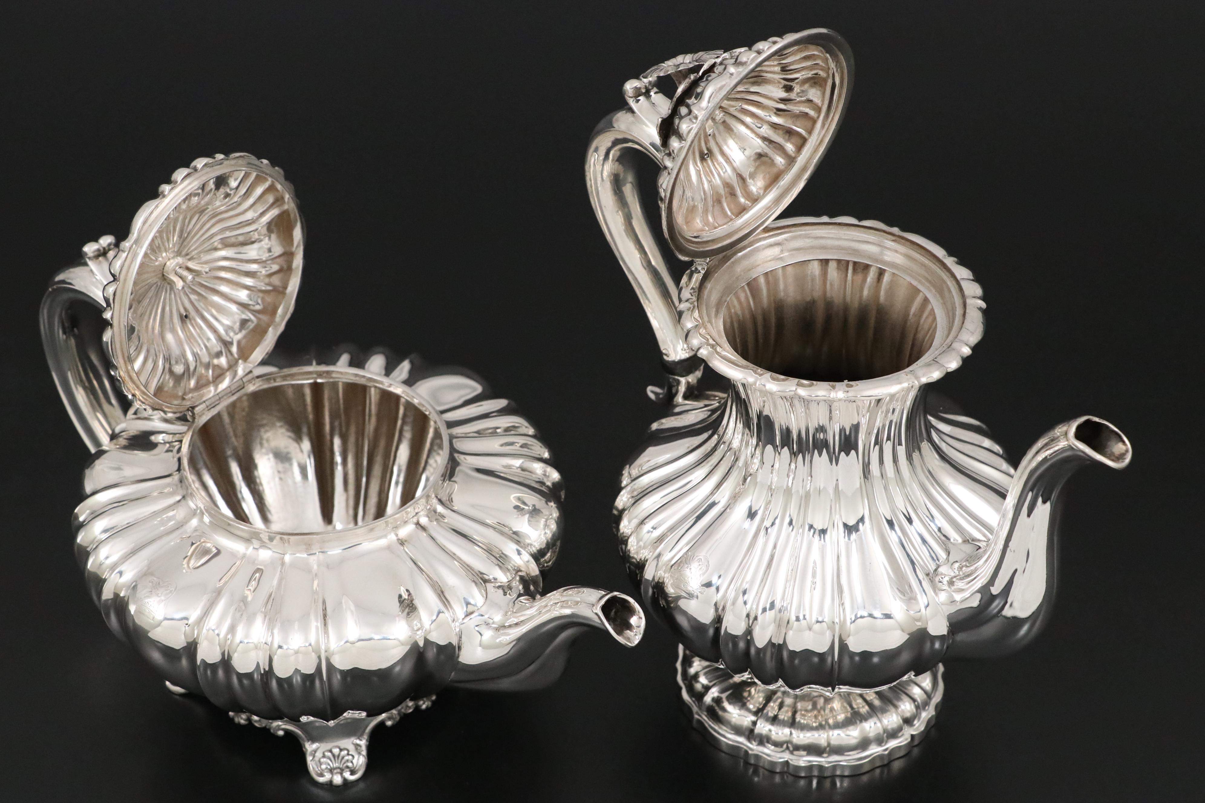 J Wrangham & William Moulson Sterling Silver Teapot and Coffee Pot, 1831