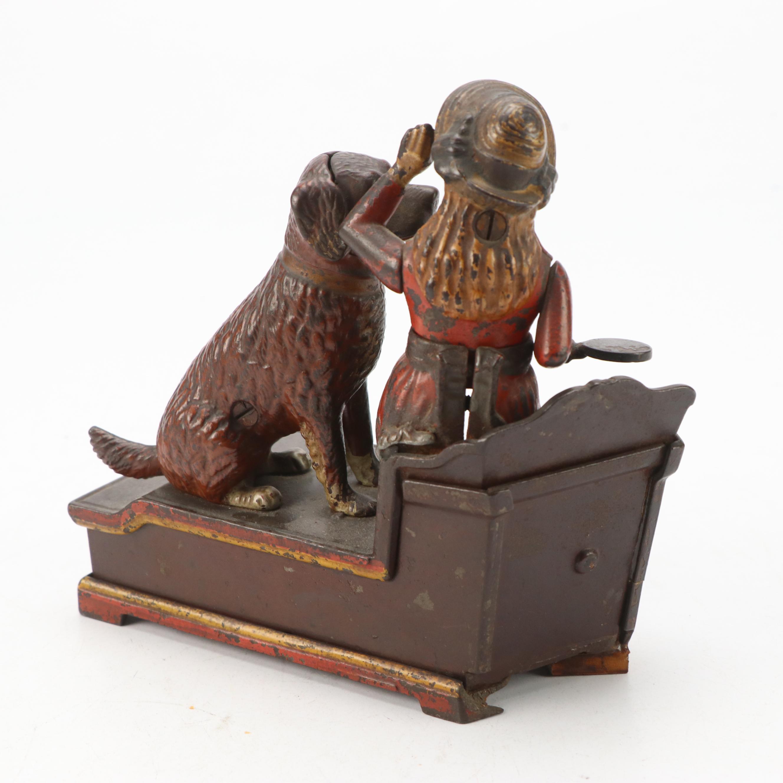 J. & E. Stevens Company "Speaking Dog" Cast Iron Mechanical Bank, Late 19th C.
