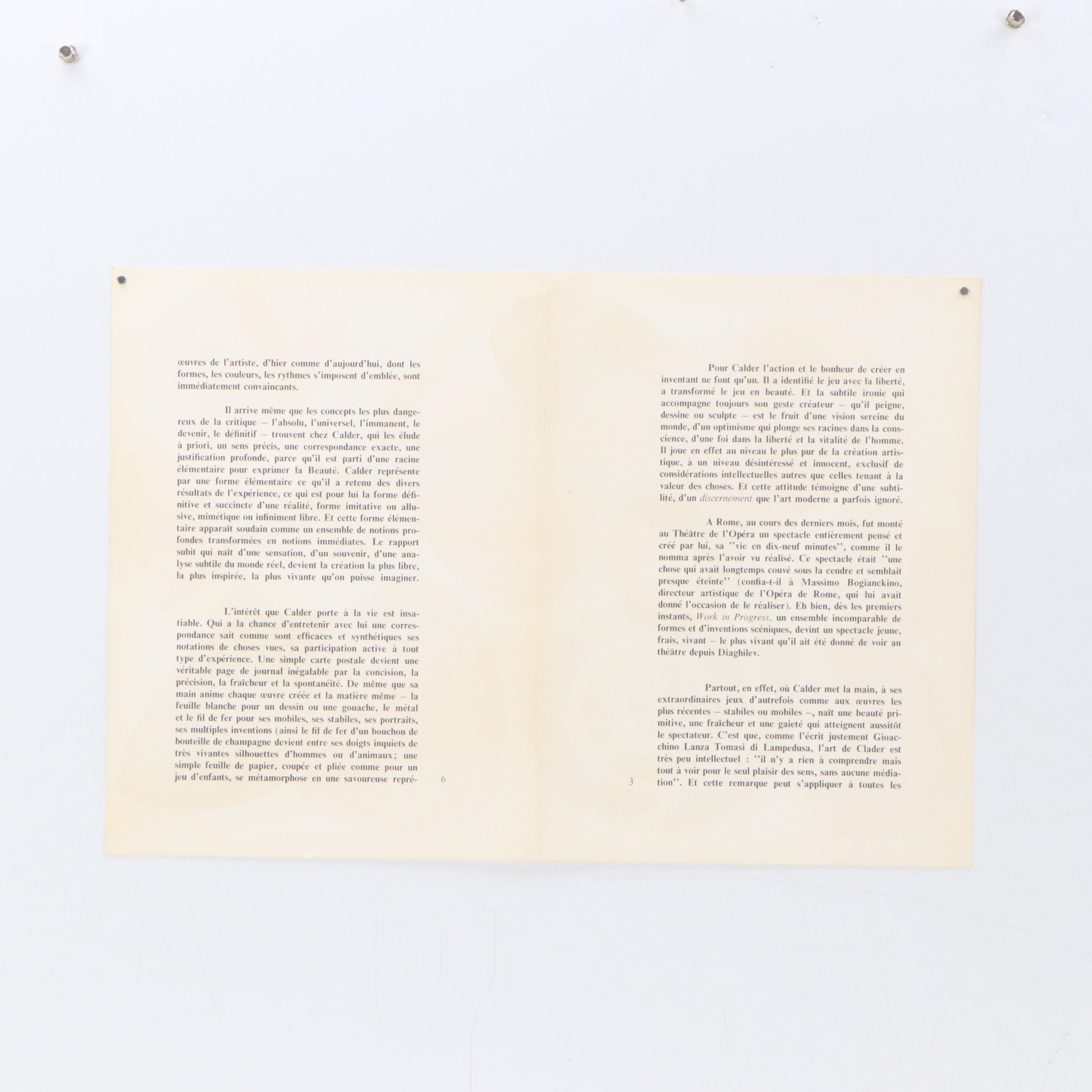 Alexander Calder Double-Page Lithograph from Derrière le Miroir, 1968