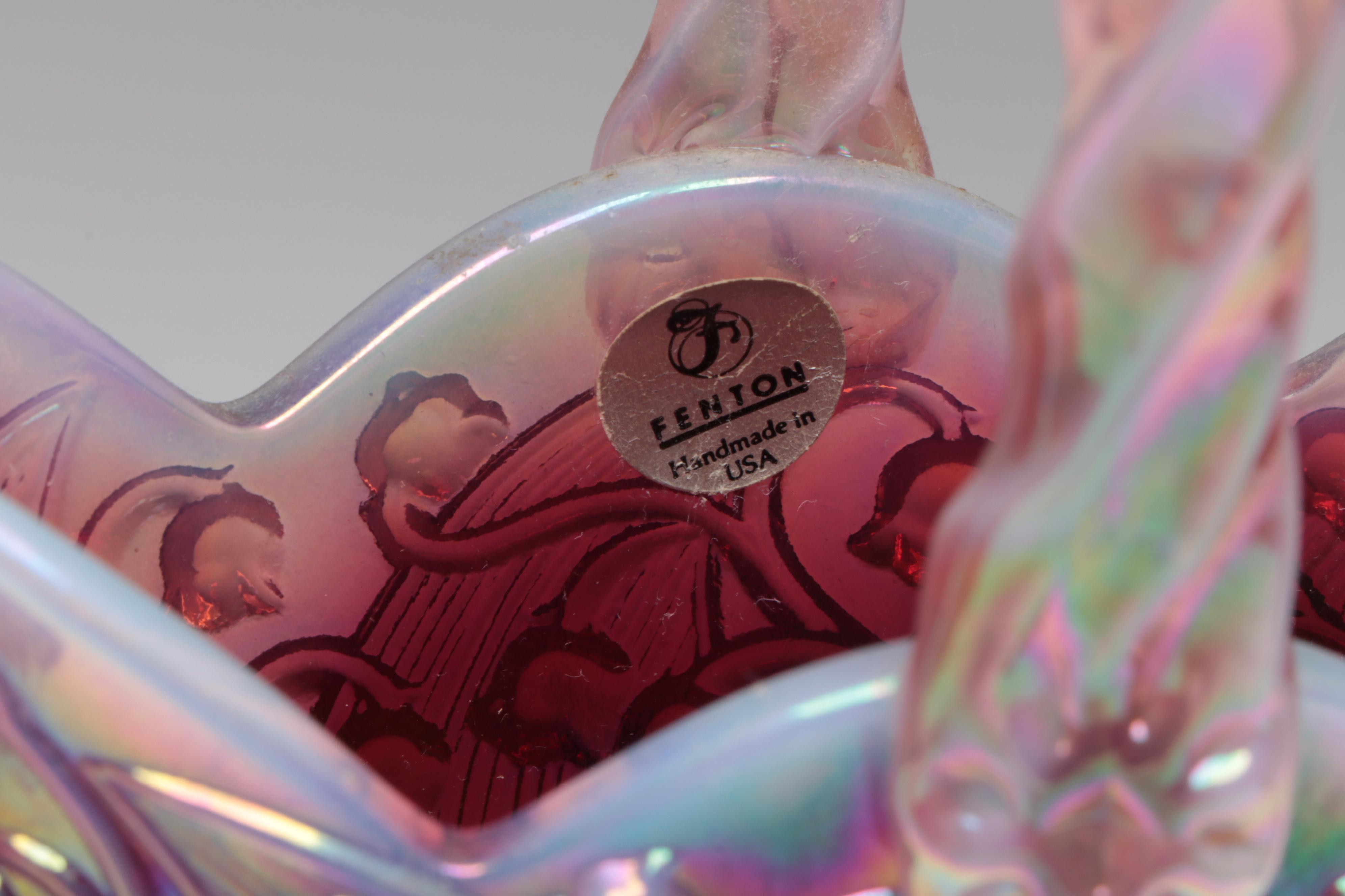 Fenton Iridescent Pink Fairy Lamp with Candy Jar, Votive Holders and More