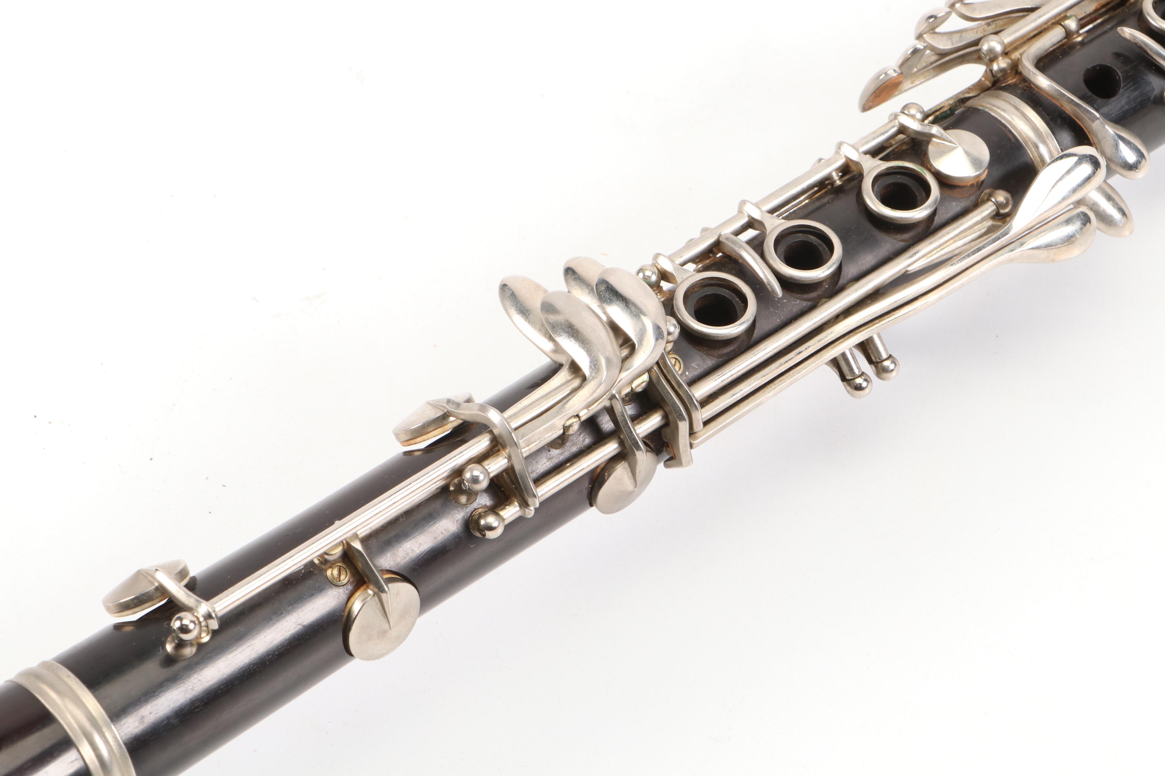 Evette Grenadilla Wood Clarinet With Faux Leather Hardside Case, Music Book