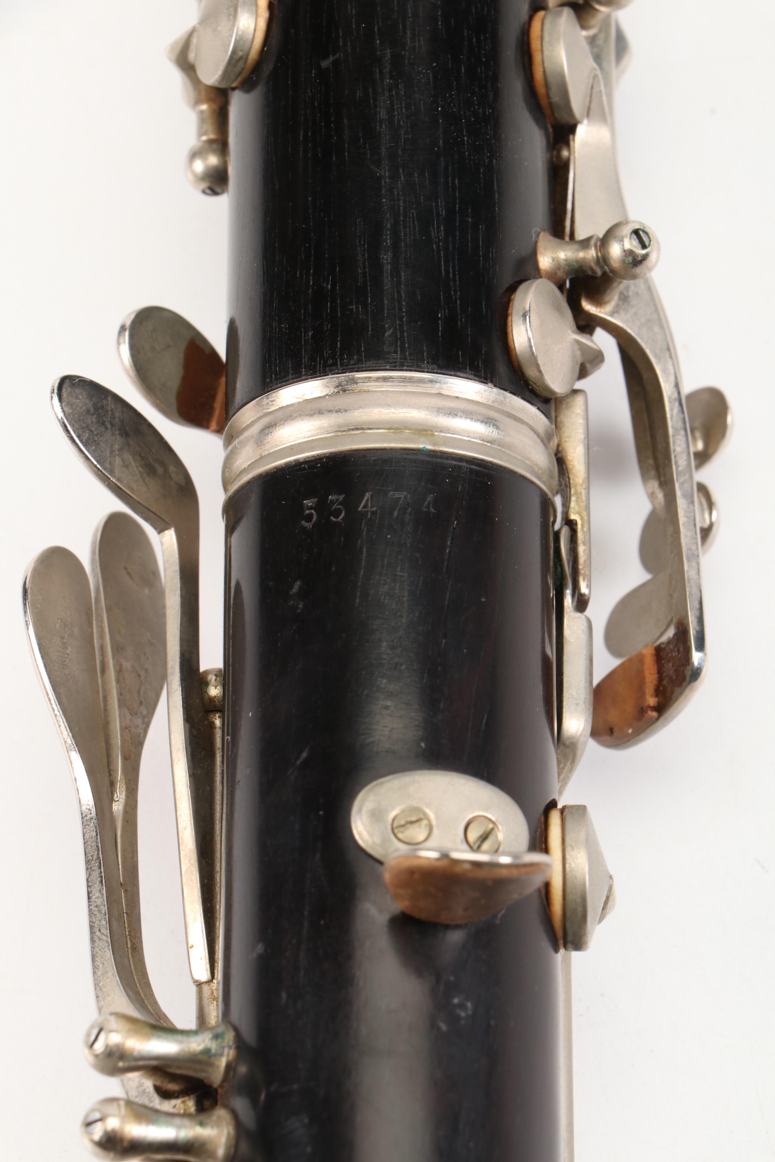 Evette Grenadilla Wood Clarinet With Faux Leather Hardside Case, Music Book