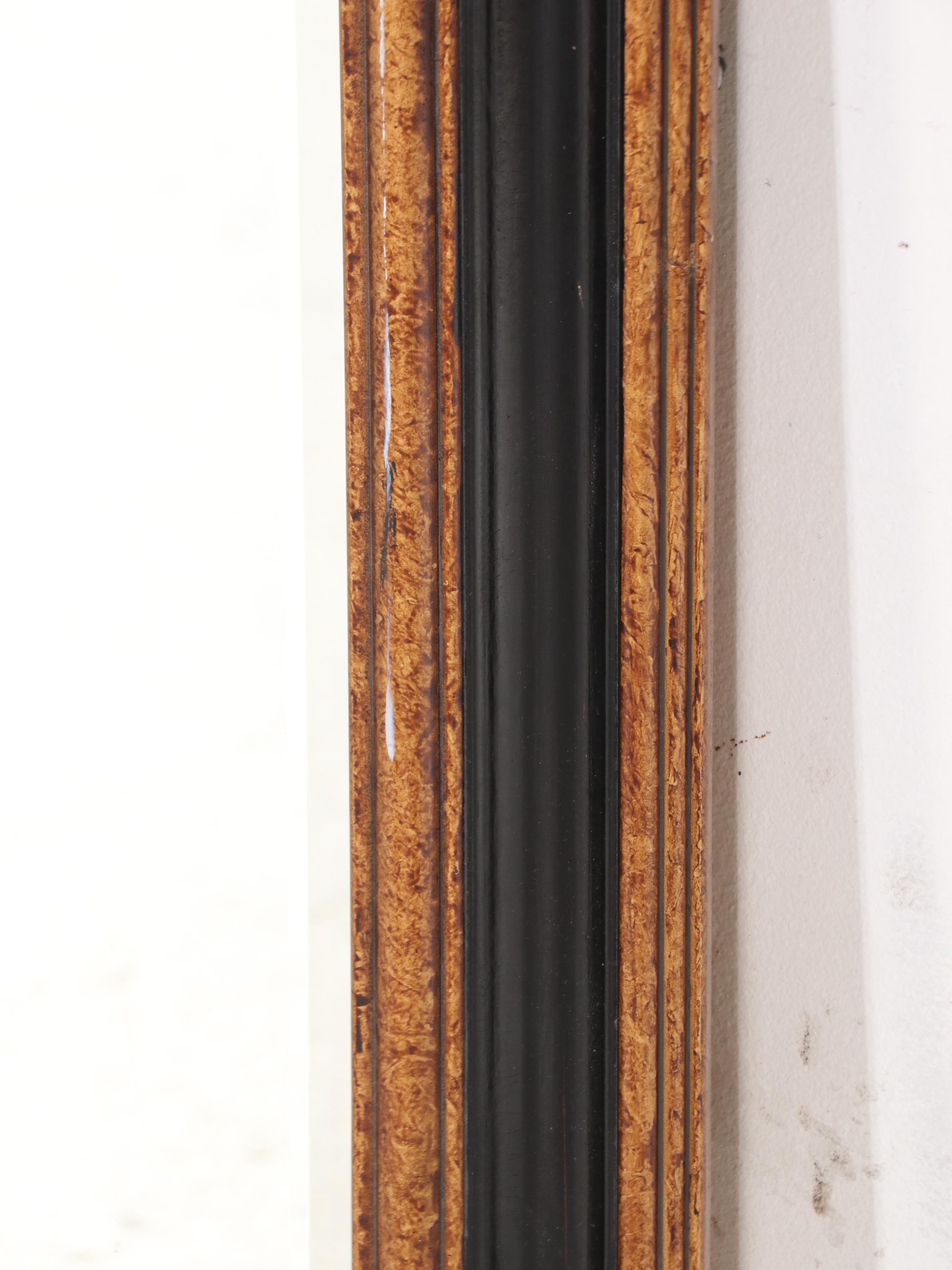 Regency Style Giltwood and Gesso with Ebonized Wood Wall Mirror, Vintage