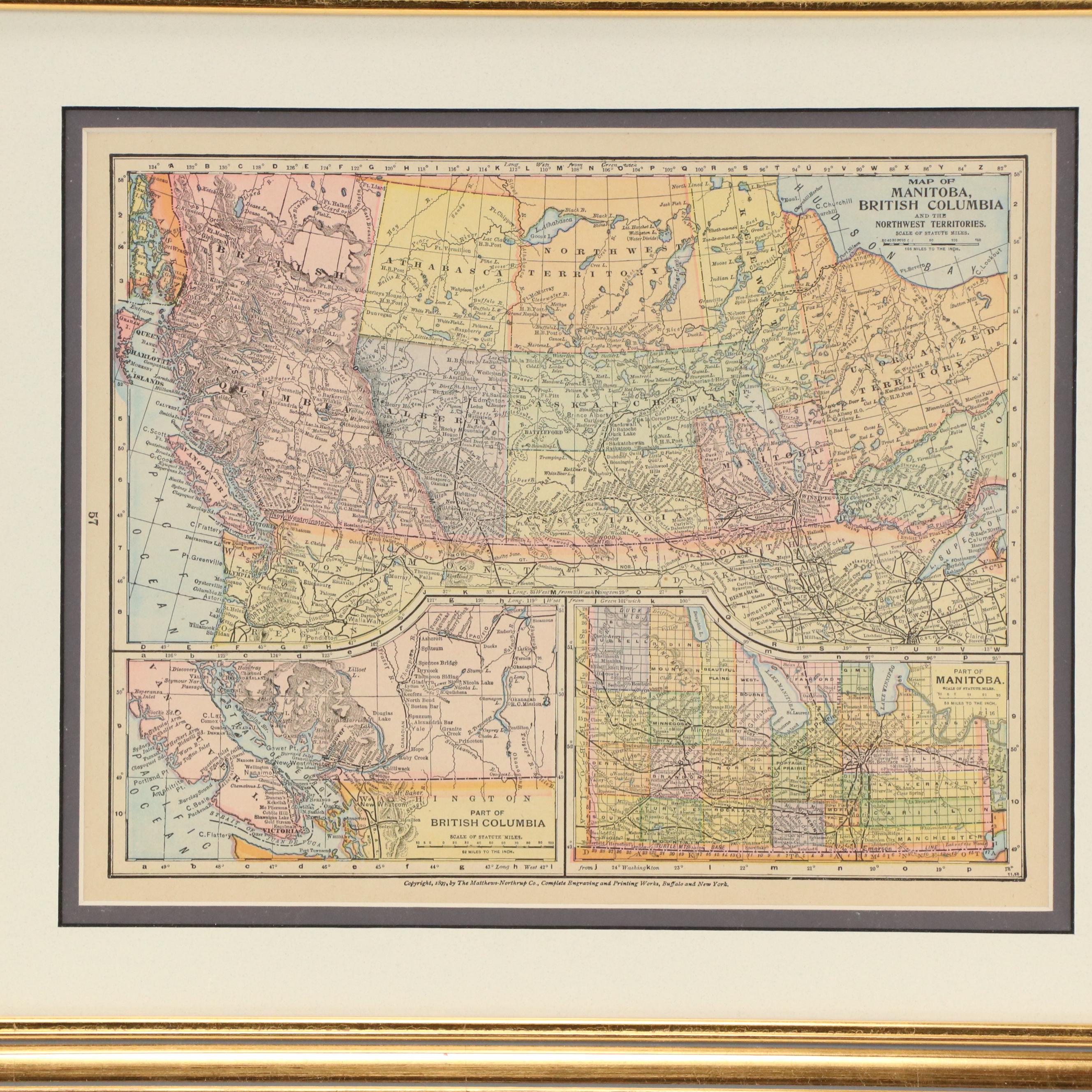 A.S Barnes War Maps with Mathews-Northrup Map of Manitoba and British Columbia