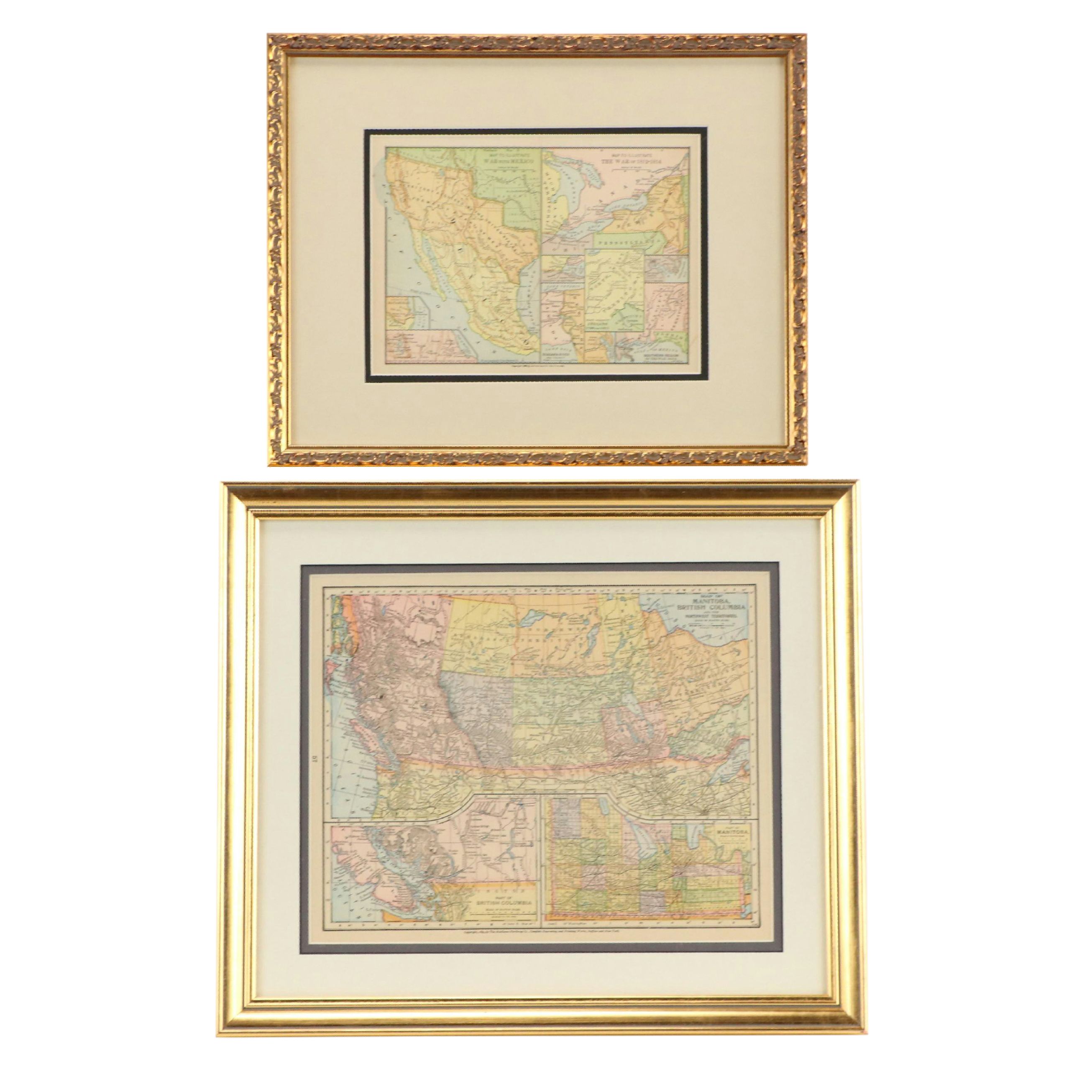 A.S Barnes War Maps with Mathews-Northrup Map of Manitoba and British Columbia