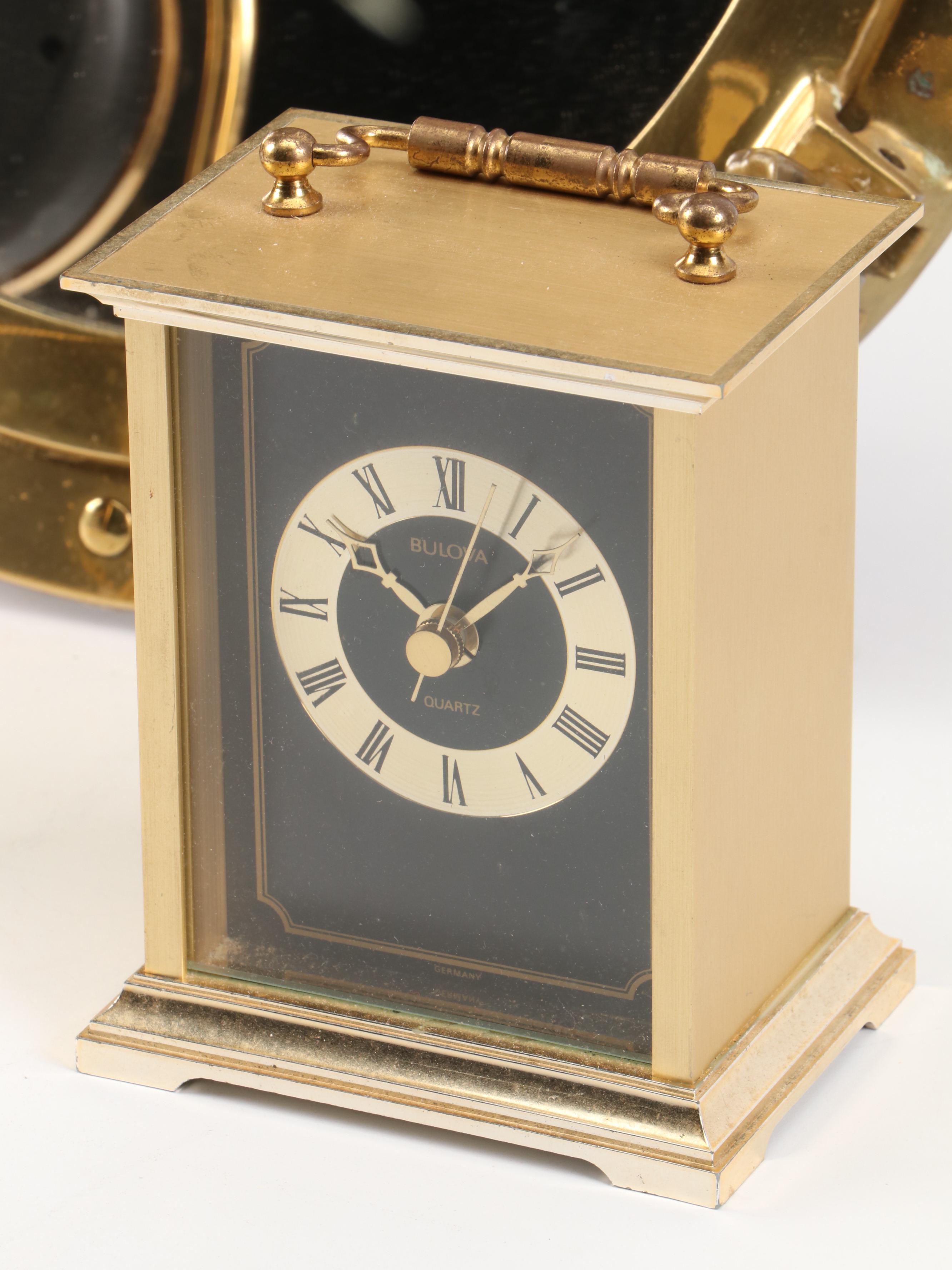 Bulova Carriage with Danbury Desk Clock and Portal Shaped Mirror