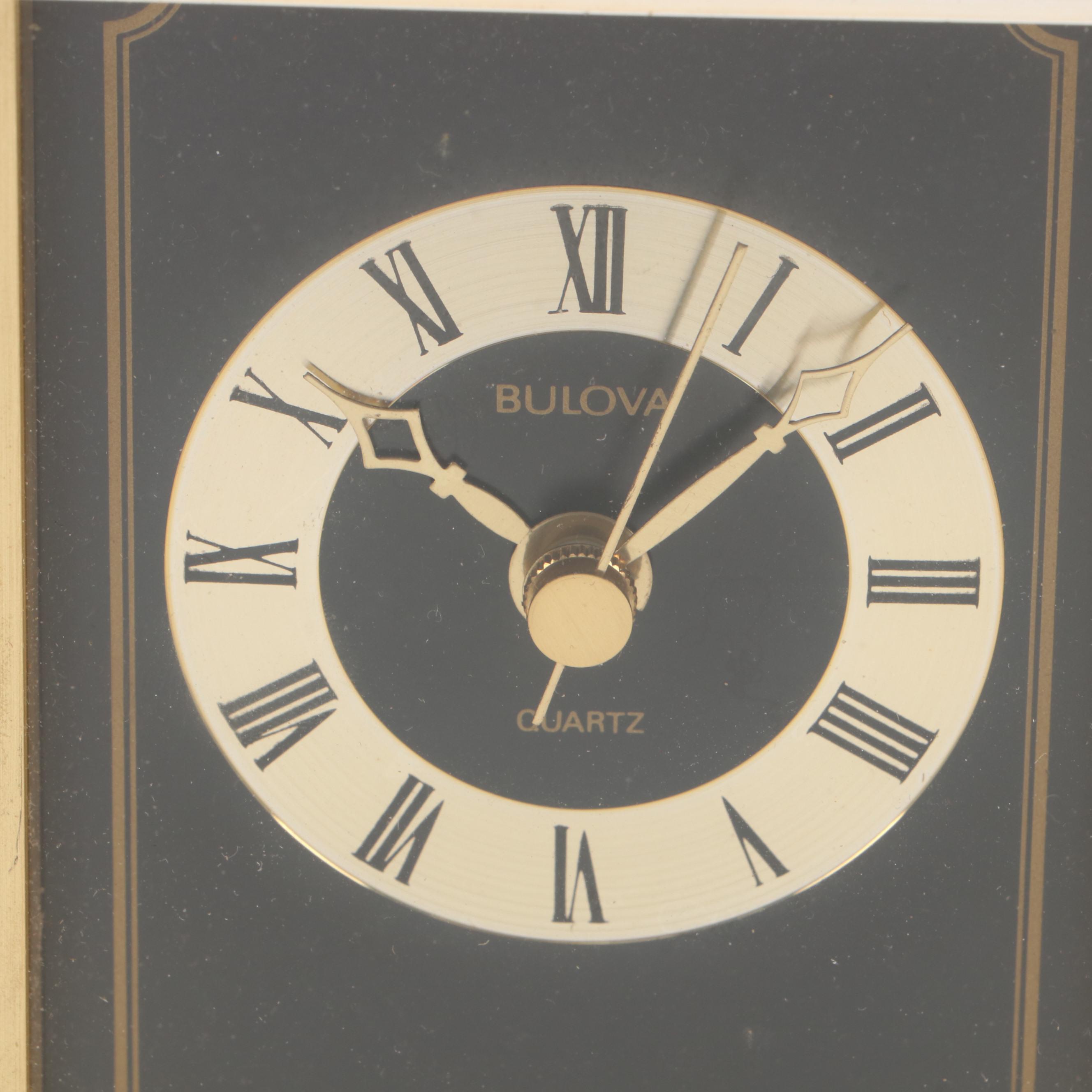 Bulova Carriage with Danbury Desk Clock and Portal Shaped Mirror