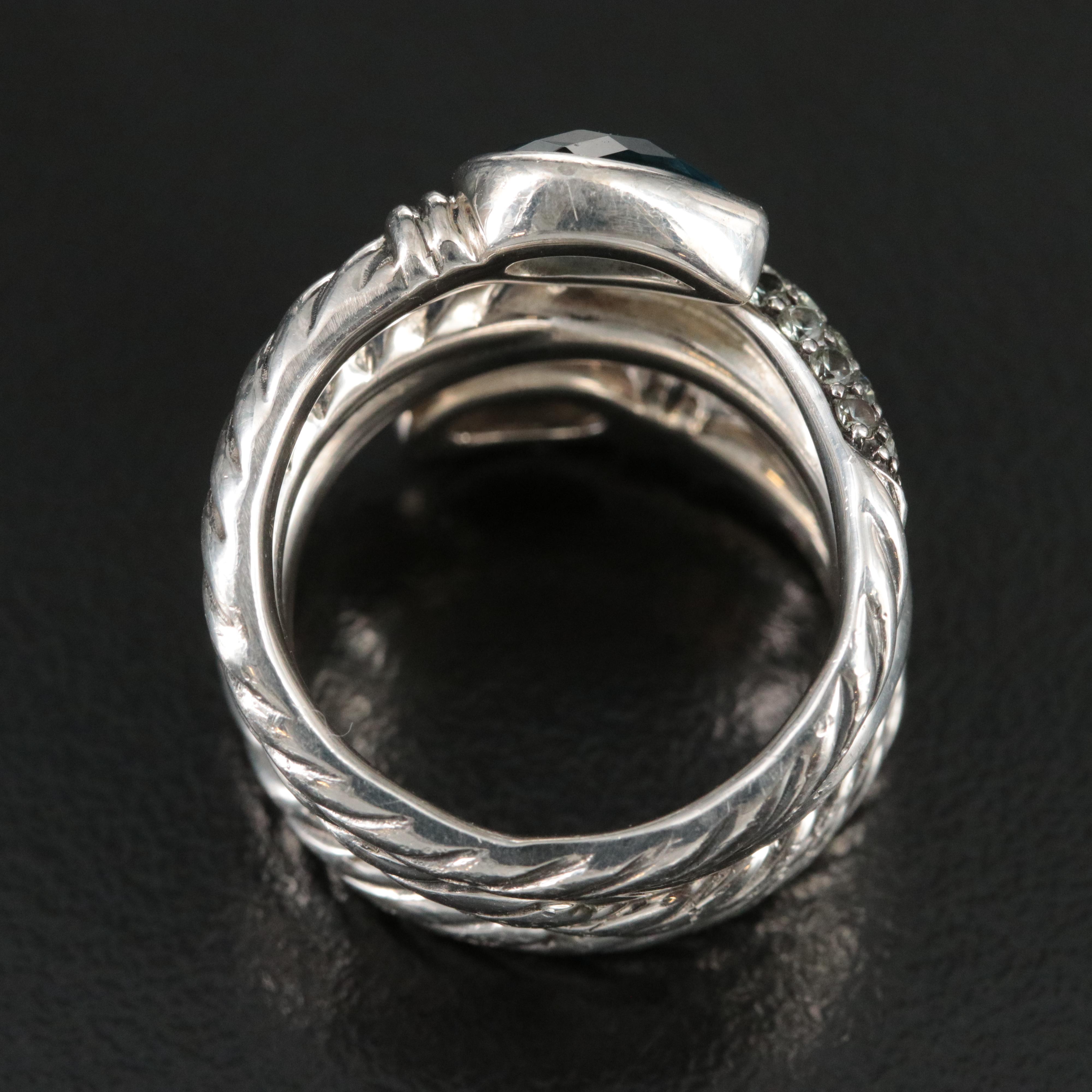 David Yurman Crossover Sterling Blue Topaz and Iolite Ring