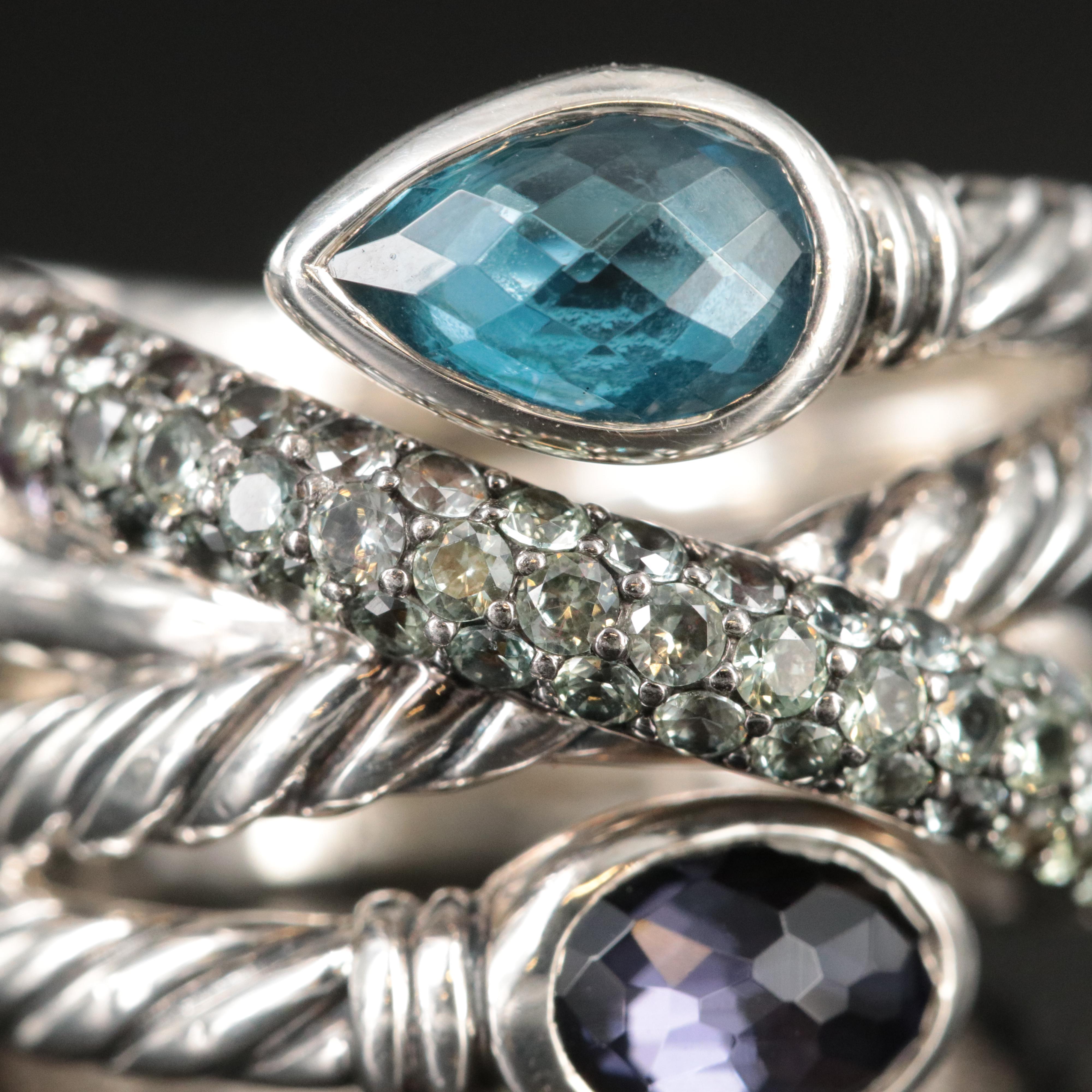 David Yurman Crossover Sterling Blue Topaz and Iolite Ring