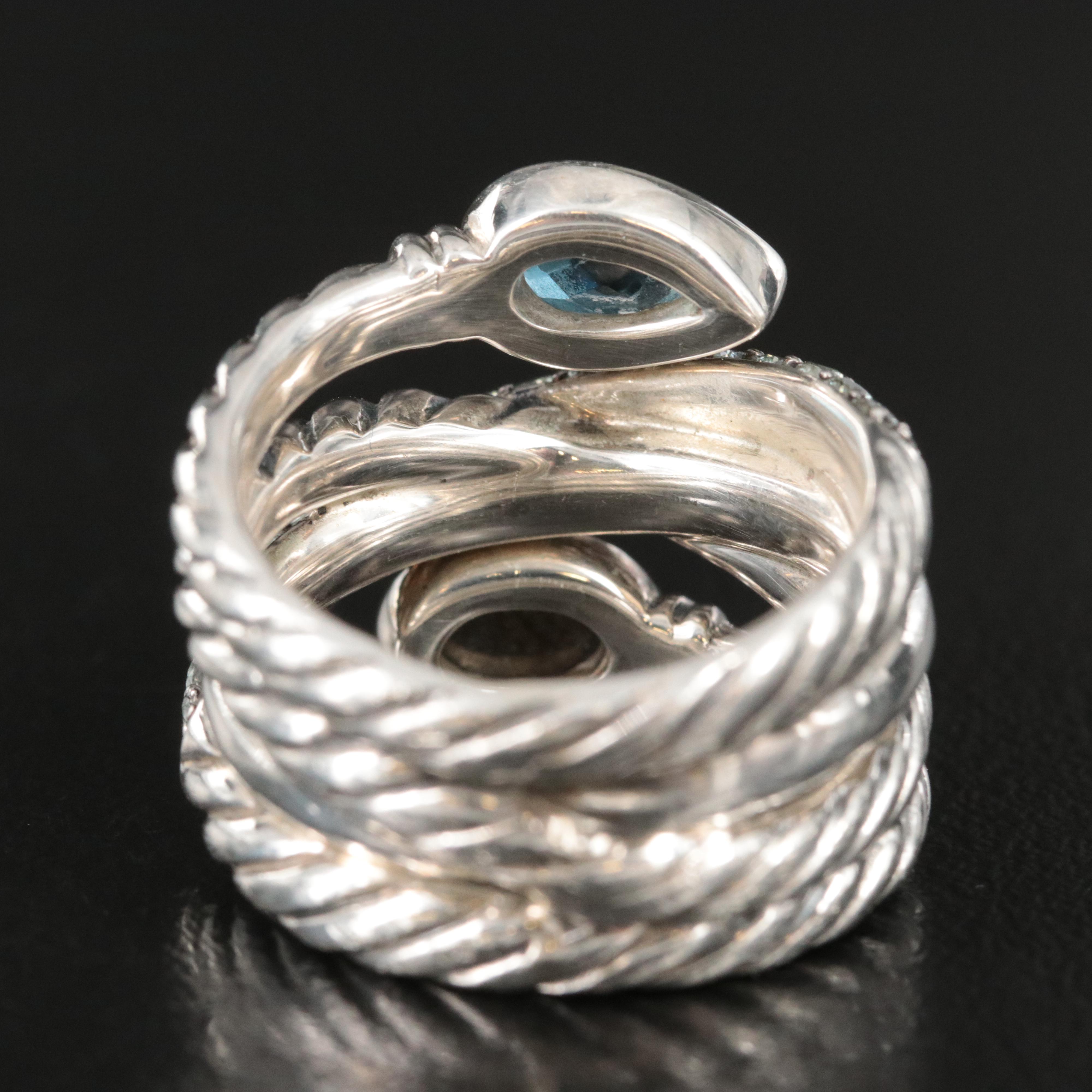 David Yurman Crossover Sterling Blue Topaz and Iolite Ring