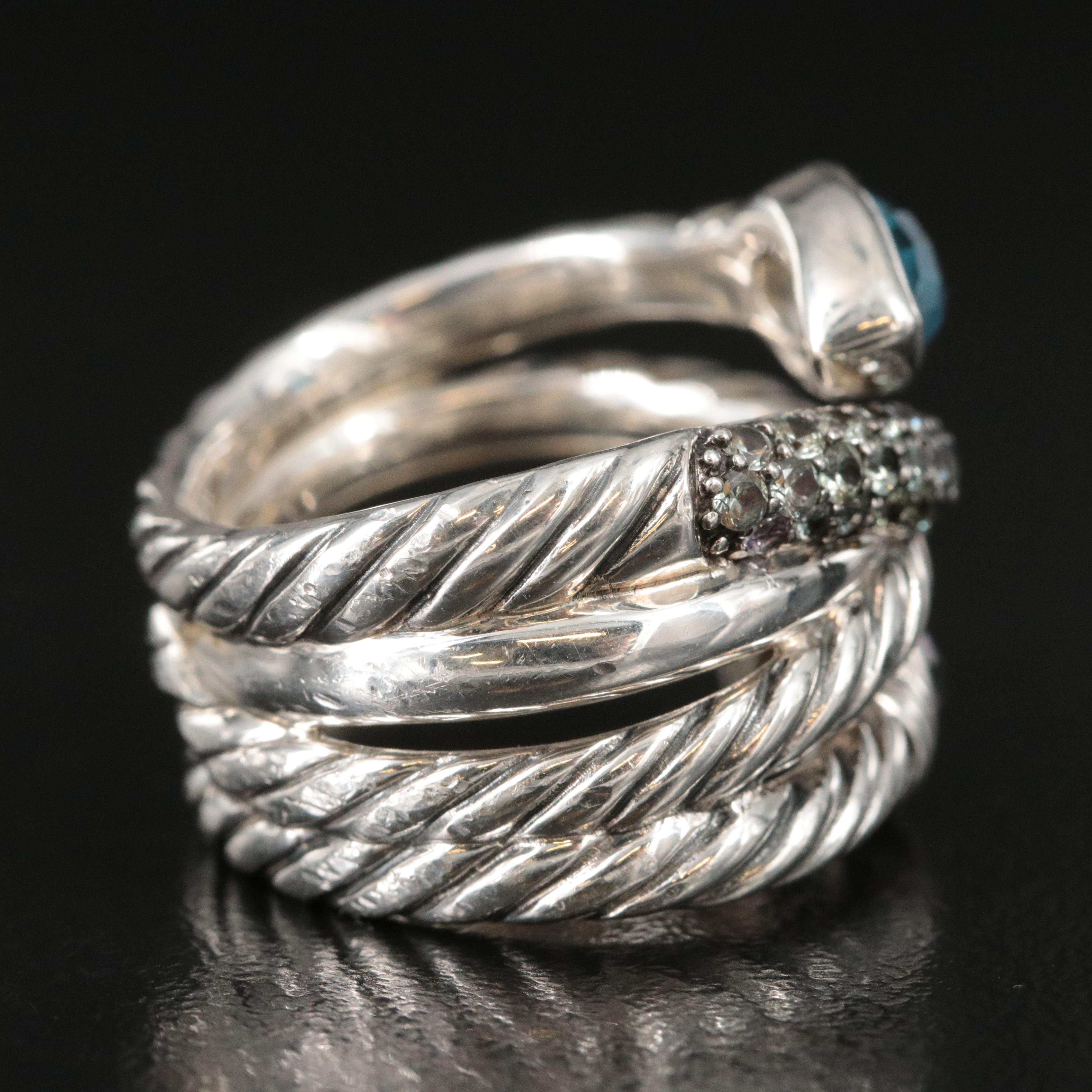 David Yurman Crossover Sterling Blue Topaz and Iolite Ring