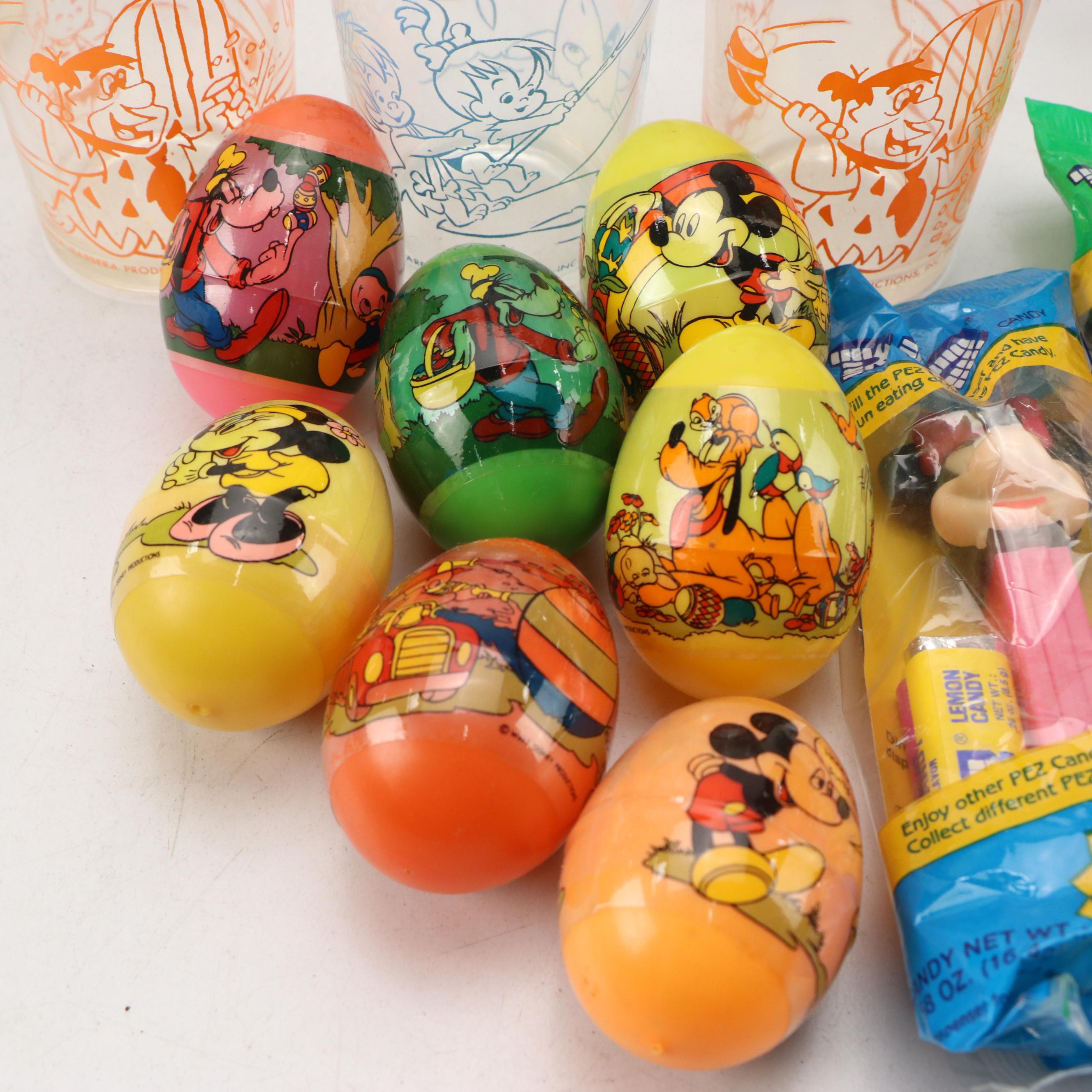 Disney and Garfield Cups with Mickey PEZ Dispensers, Disney Dominoes & More