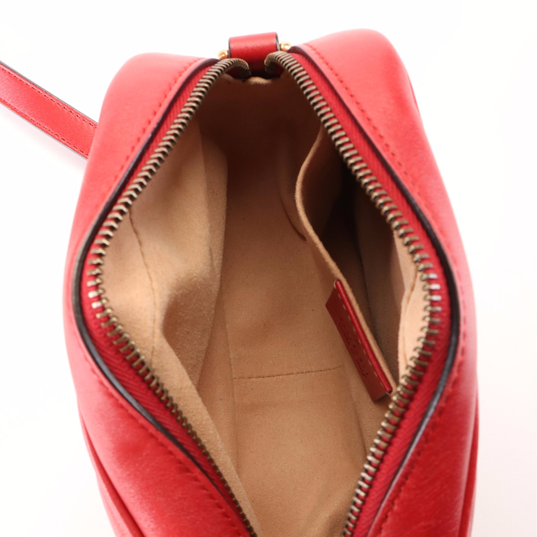 Gucci Red Calfskin Leather Marmont Matelasse Shoulder Bag