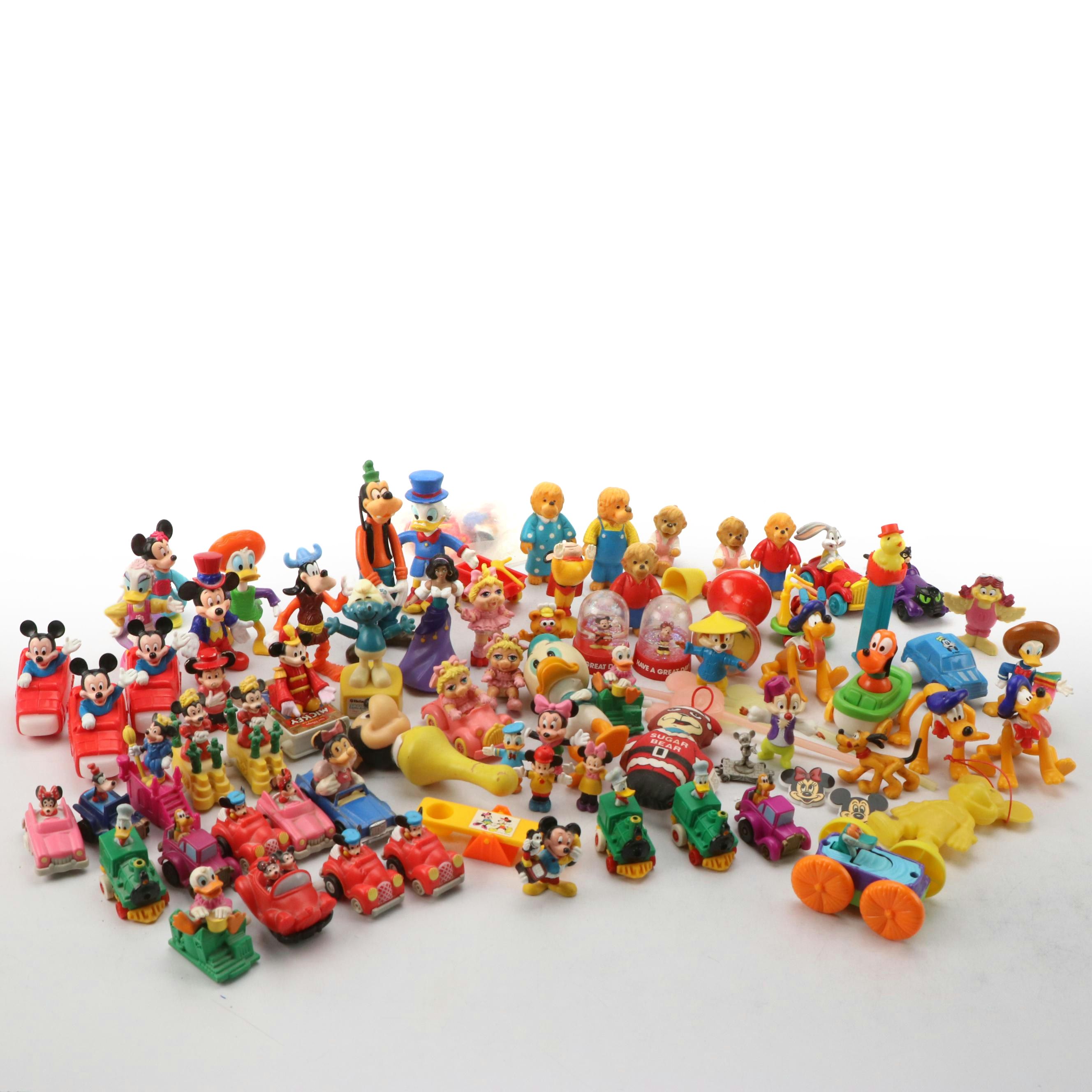 Disney Character Toy Figures and Cars with PEZ Dispenser, Late 20th Century