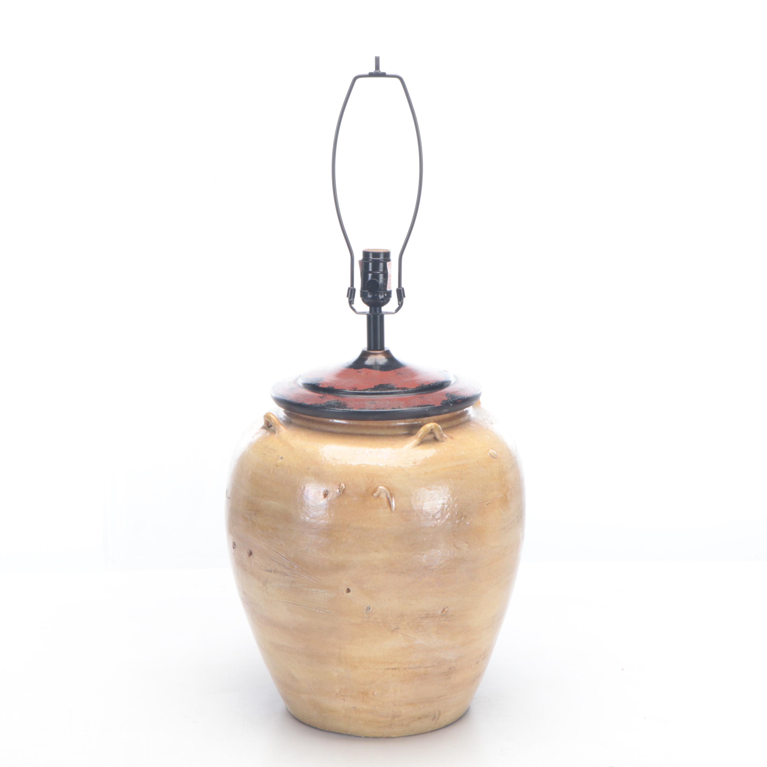 Southeast Asian Martaban Type Earthenware Water Vessel Lamp, 21st Century