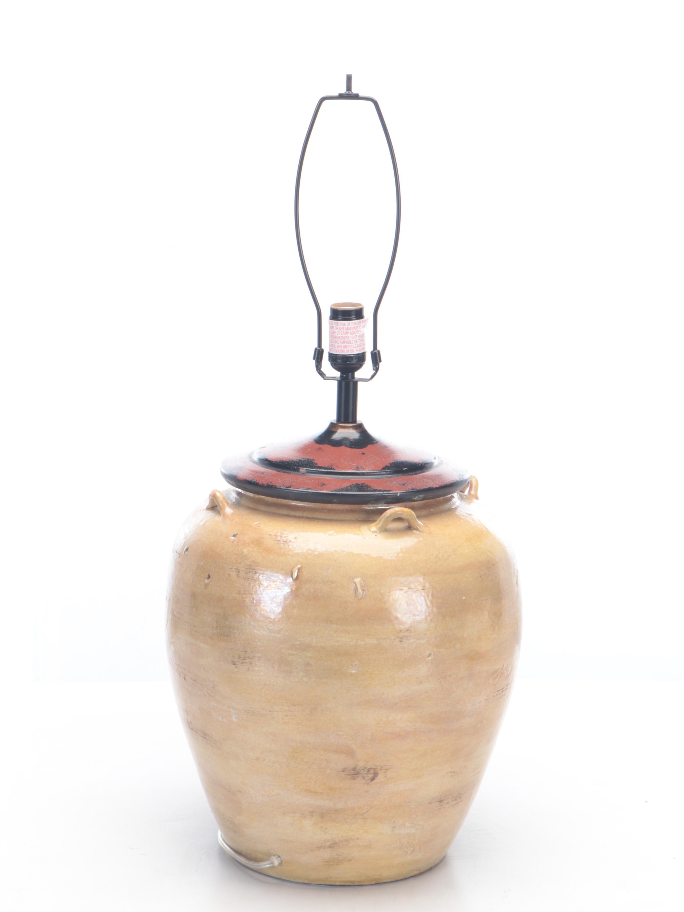 Southeast Asian Martaban Type Earthenware Water Vessel Lamp, 21st Century