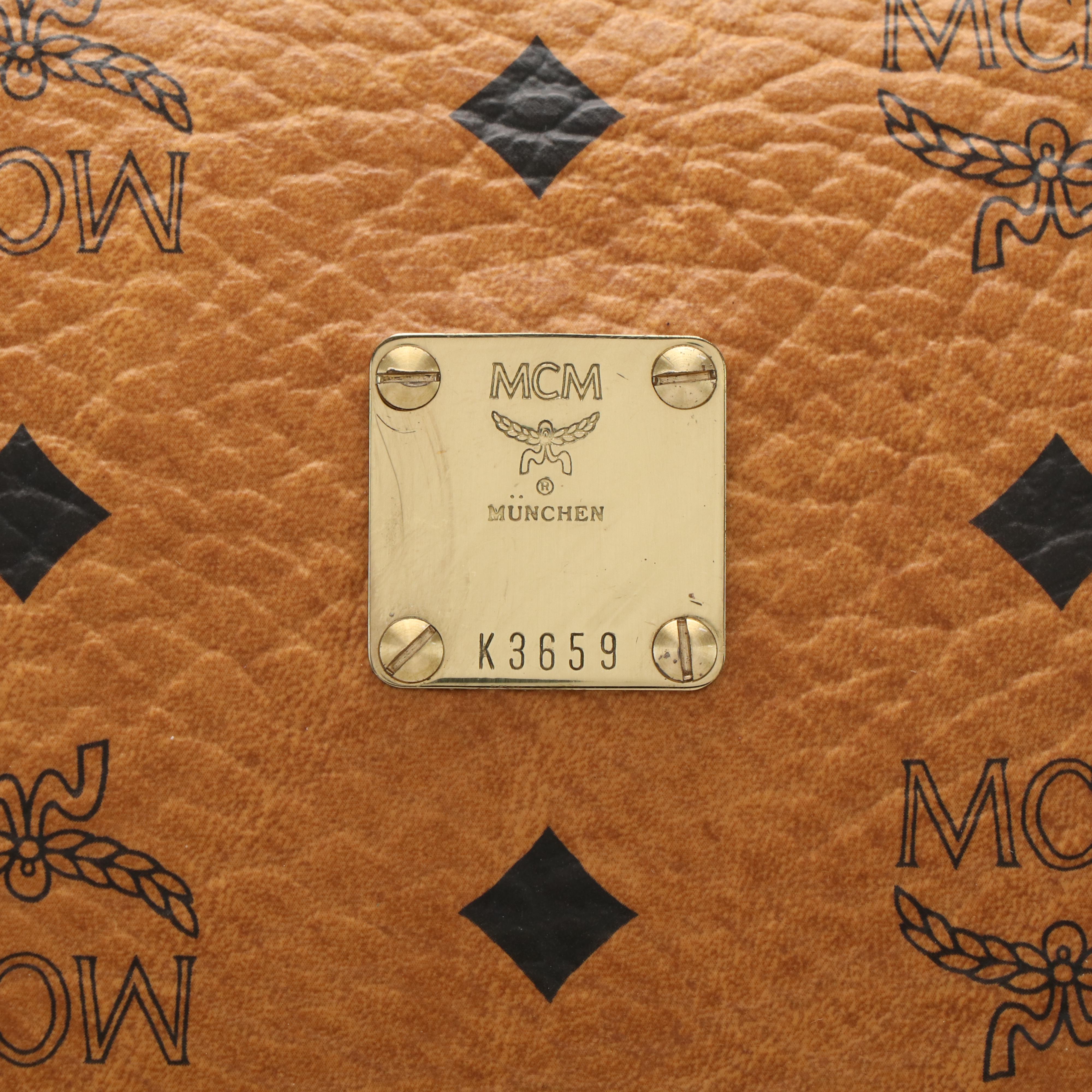 MCM Brown Leather Visetos Boston Handbag