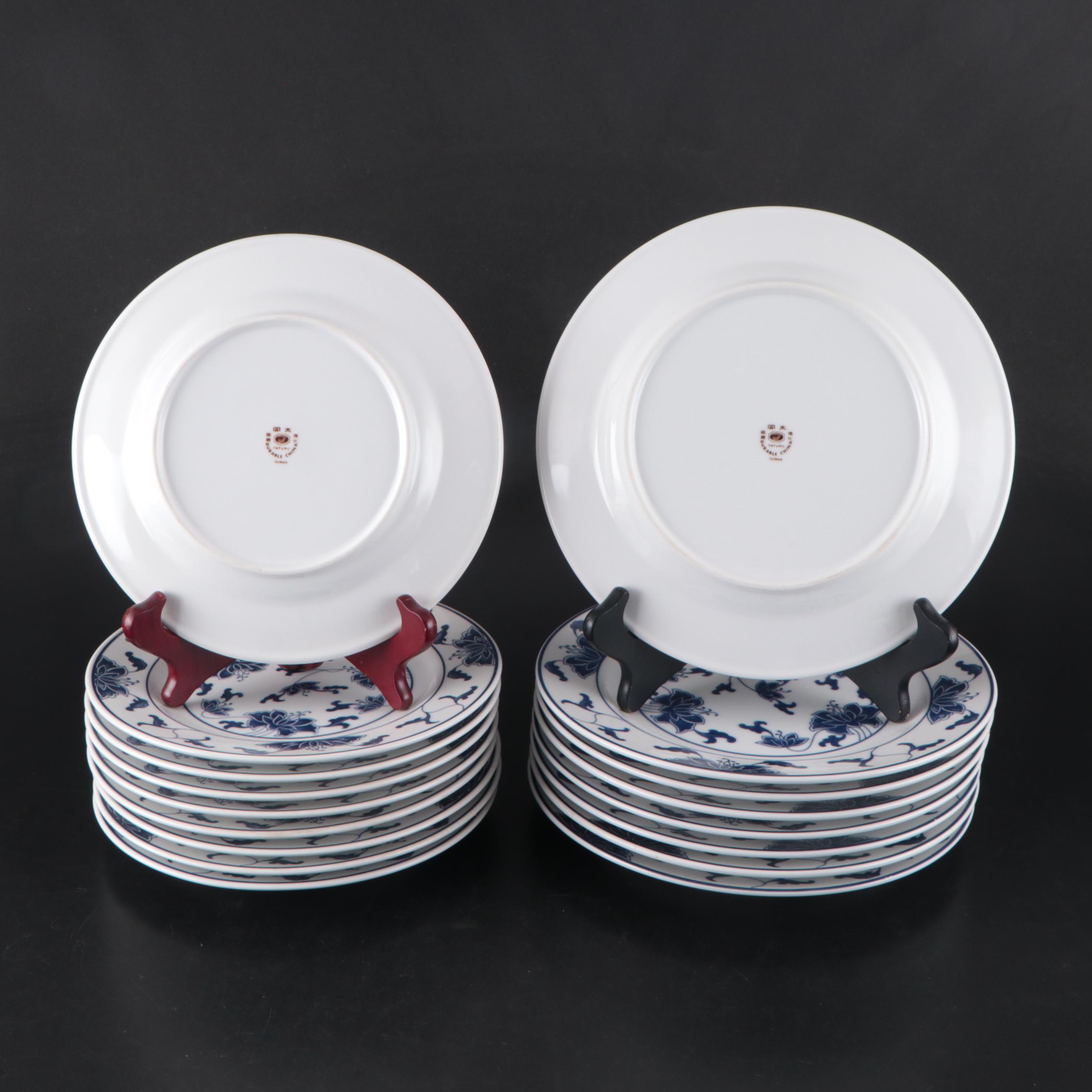 Chinese Tatung Blue and White Ceramic Dinnerware