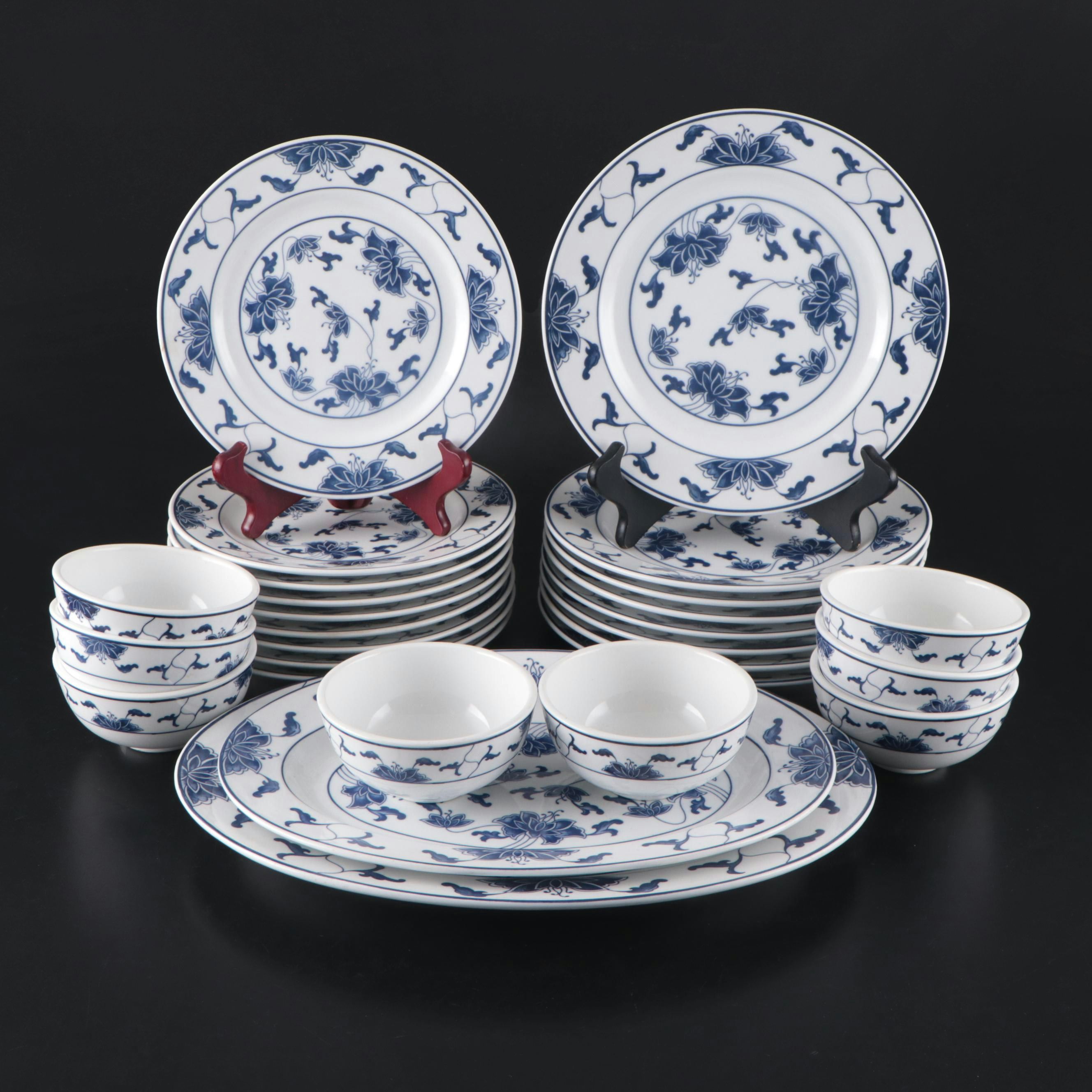Chinese Tatung Blue and White Ceramic Dinnerware