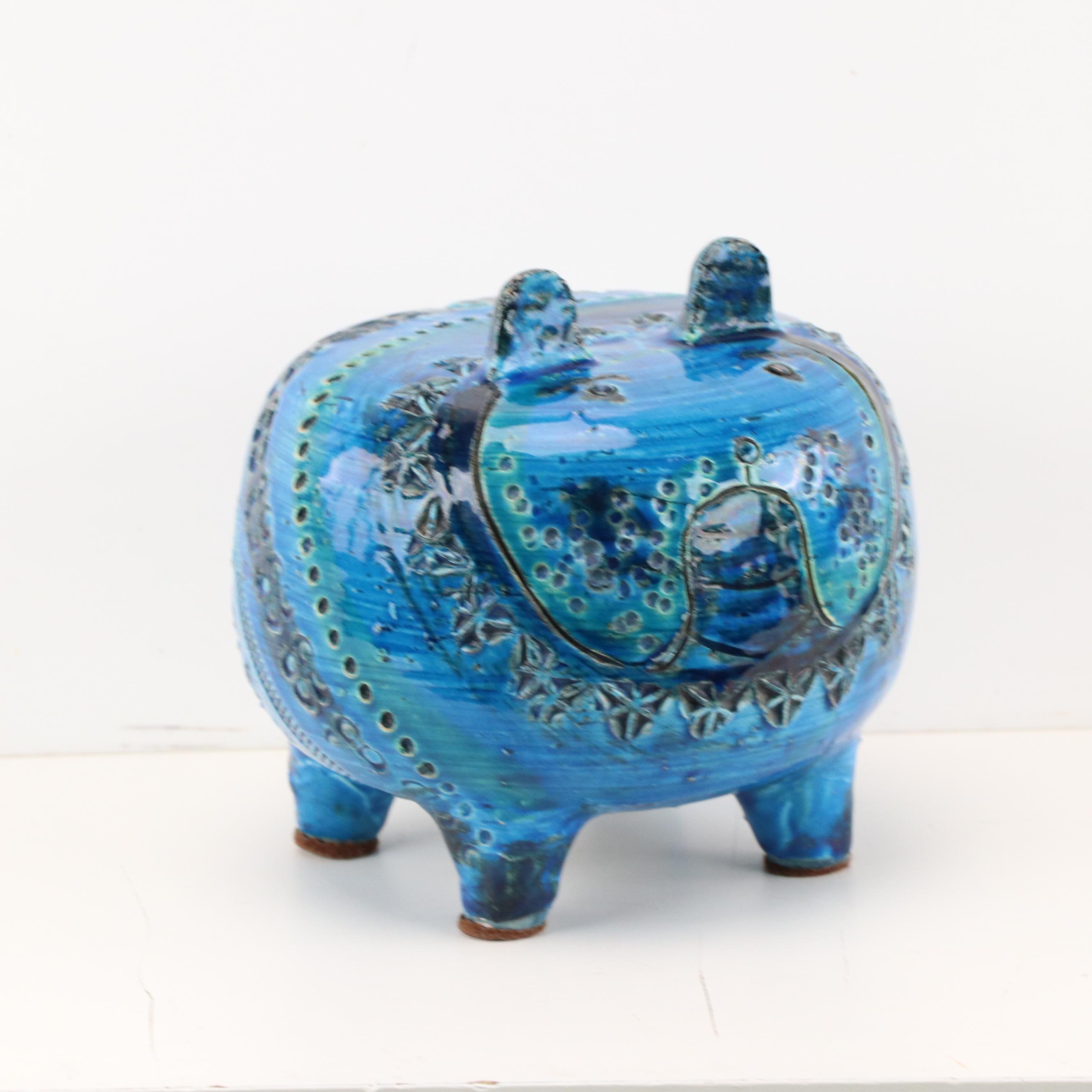 Aldo Londi for Bitossi "Rimini Blue" Ceramic Bulldog, Mid-20th Century