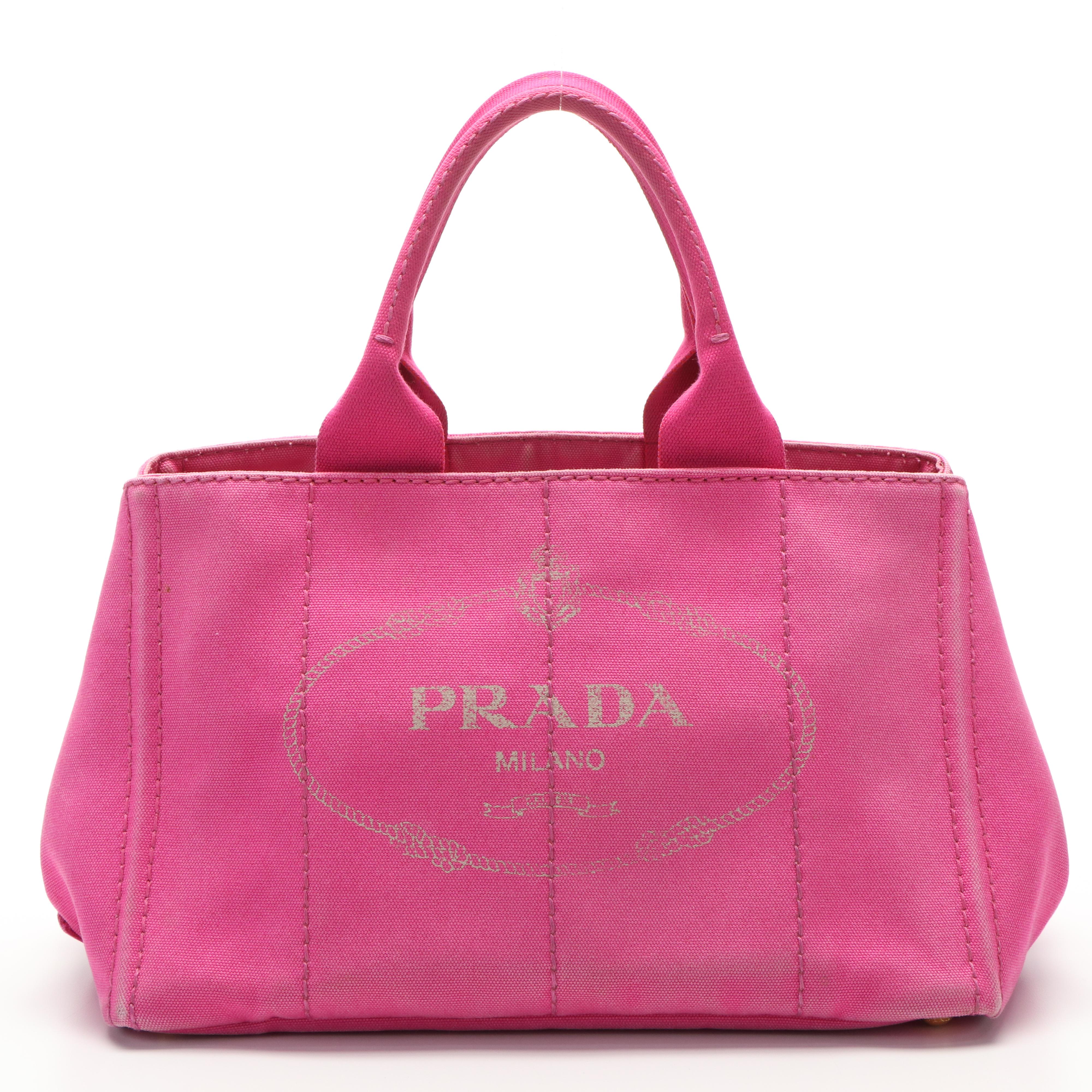Prada Pink Canvas Canapa Tote Bag