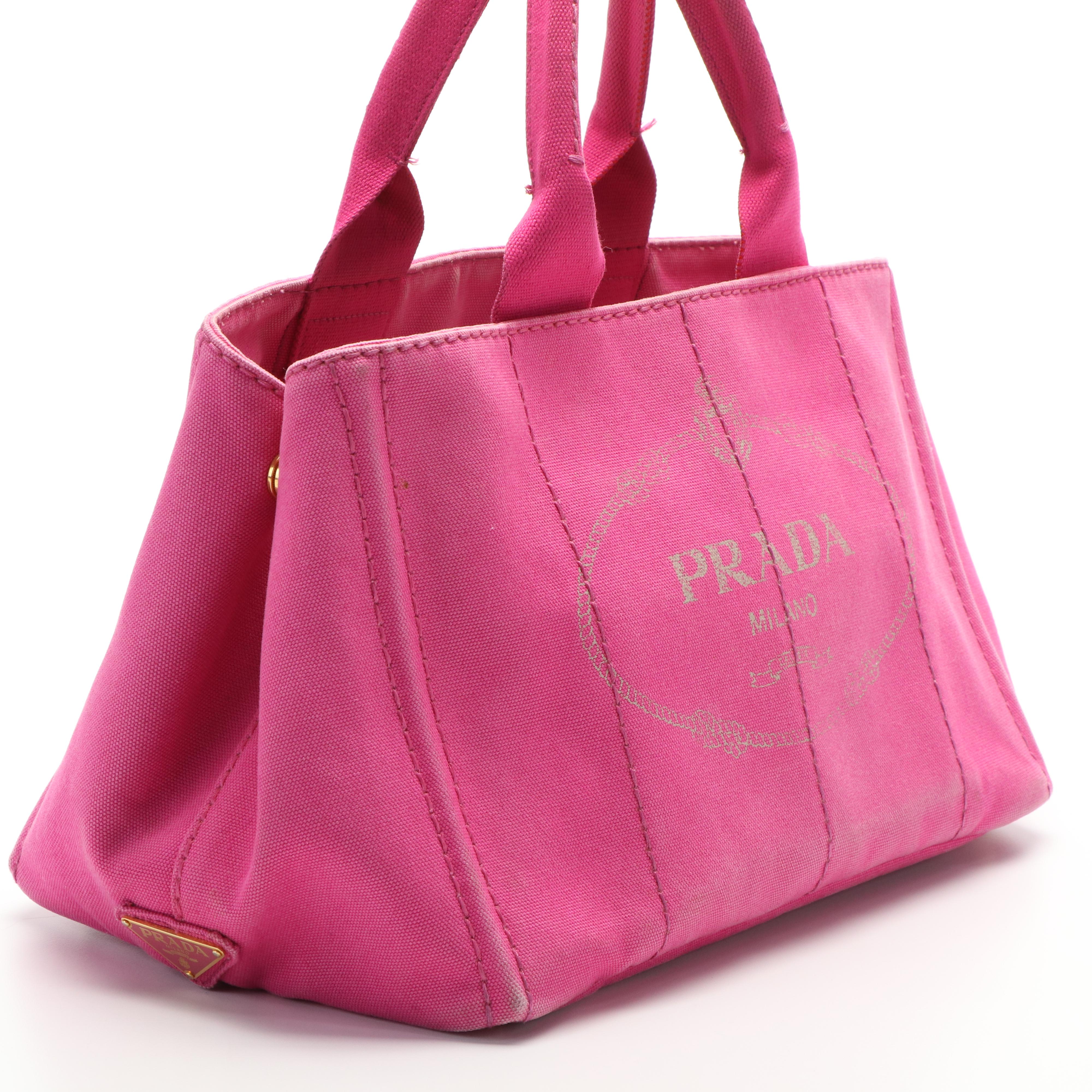 Prada Pink Canvas Canapa Tote Bag