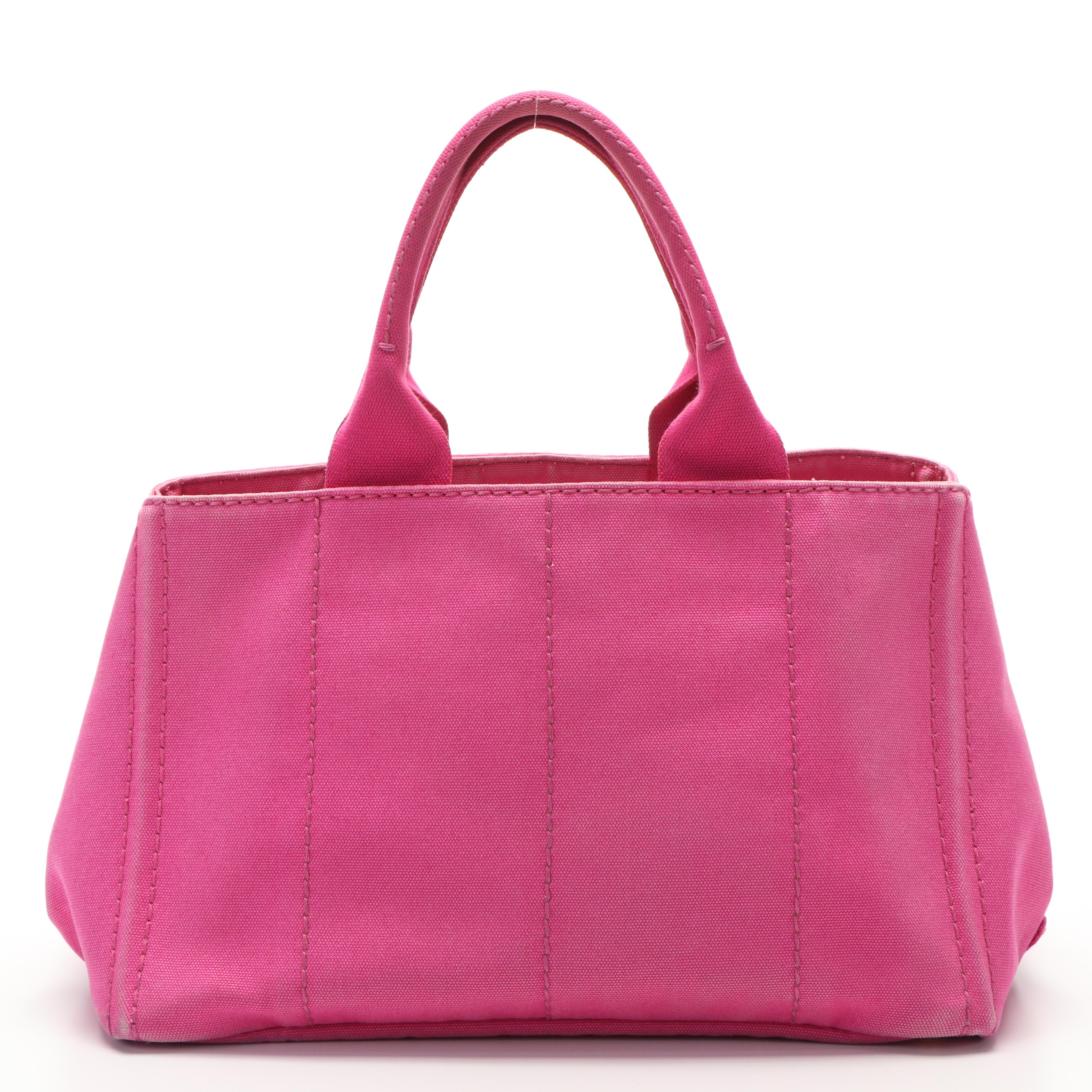 Prada Pink Canvas Canapa Tote Bag