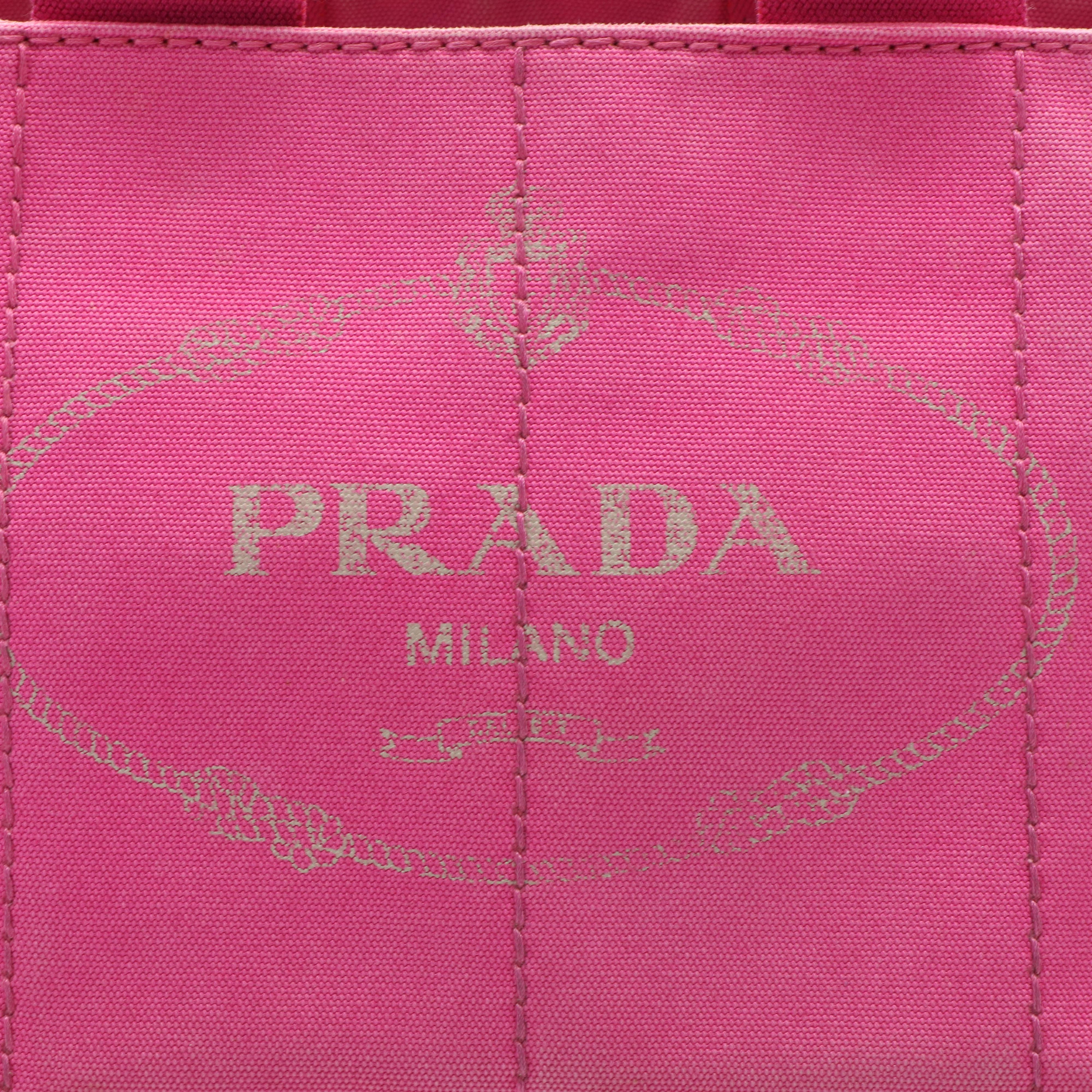 Prada Pink Canvas Canapa Tote Bag